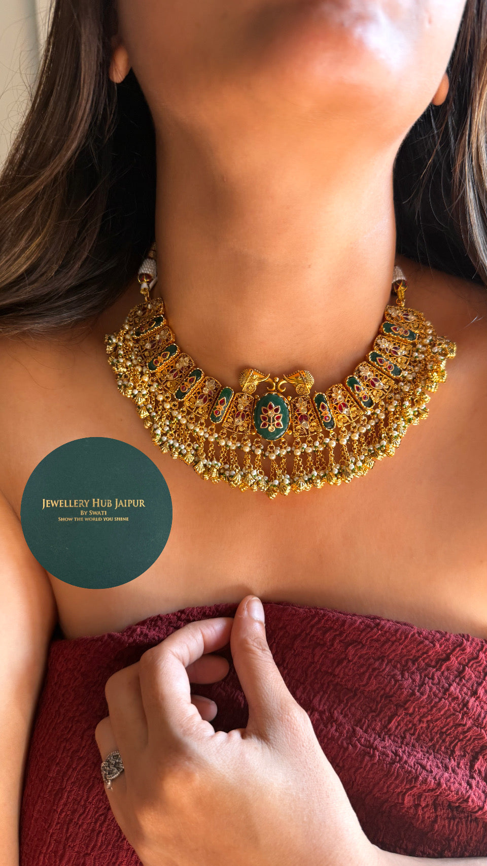 Gajj detailing heritage polki neckalce