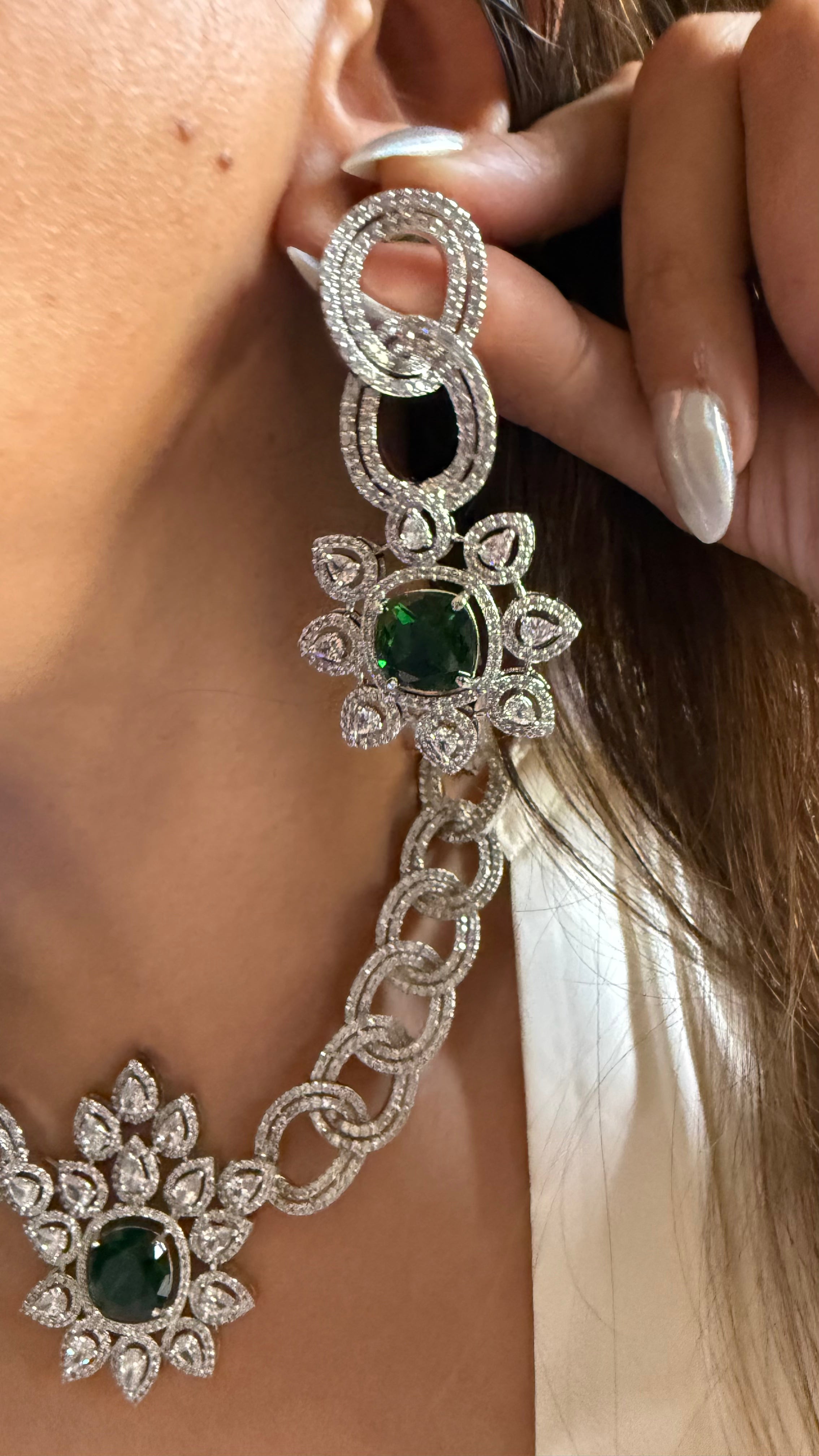 Emerald designer floral necklace