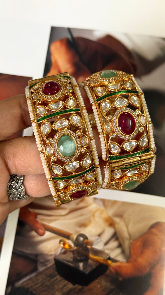 Mint & ruby openable bangle