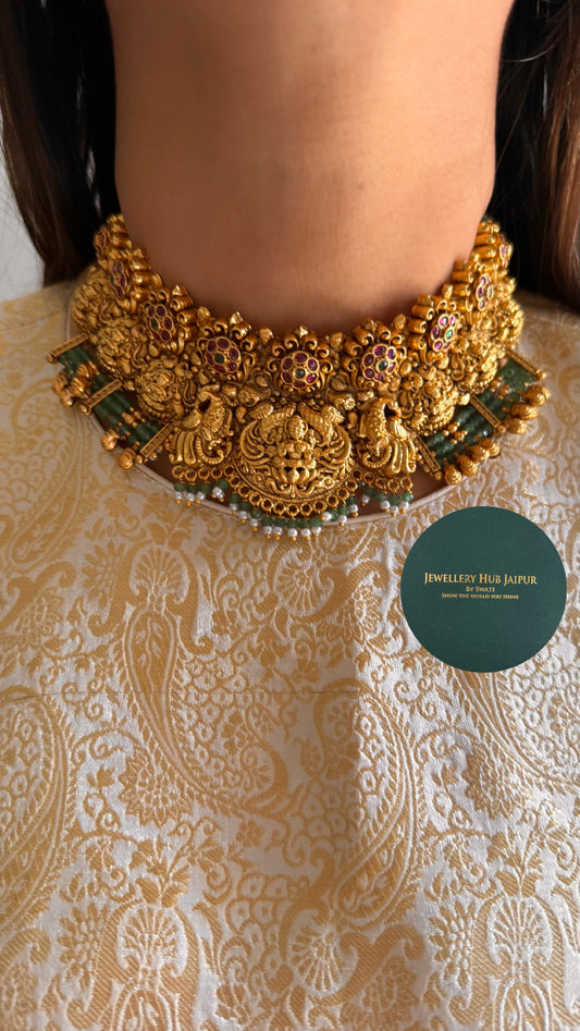 Goddess Laxmi floral ruby choker