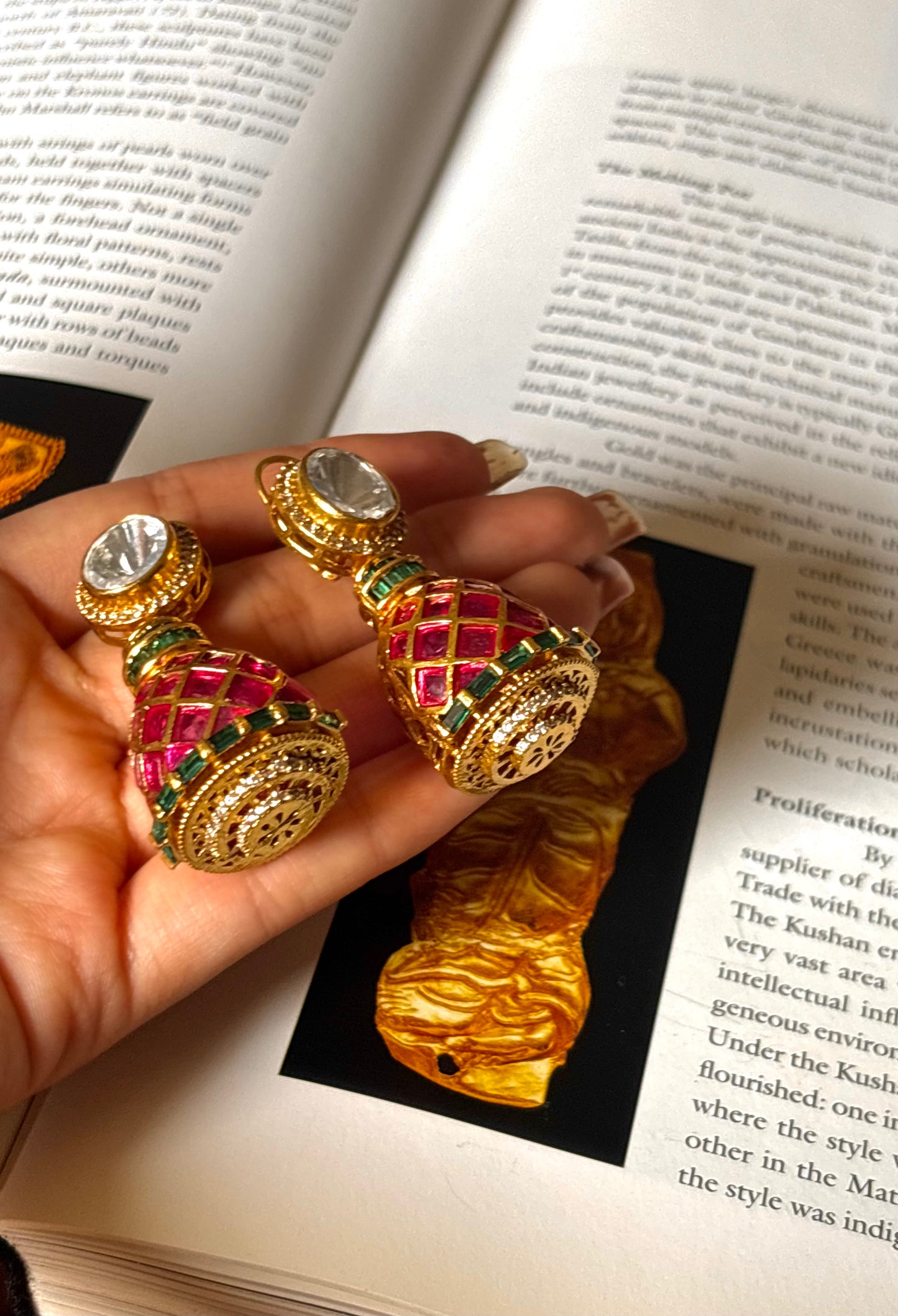 Emerald & Rani pink meenakari Danglers