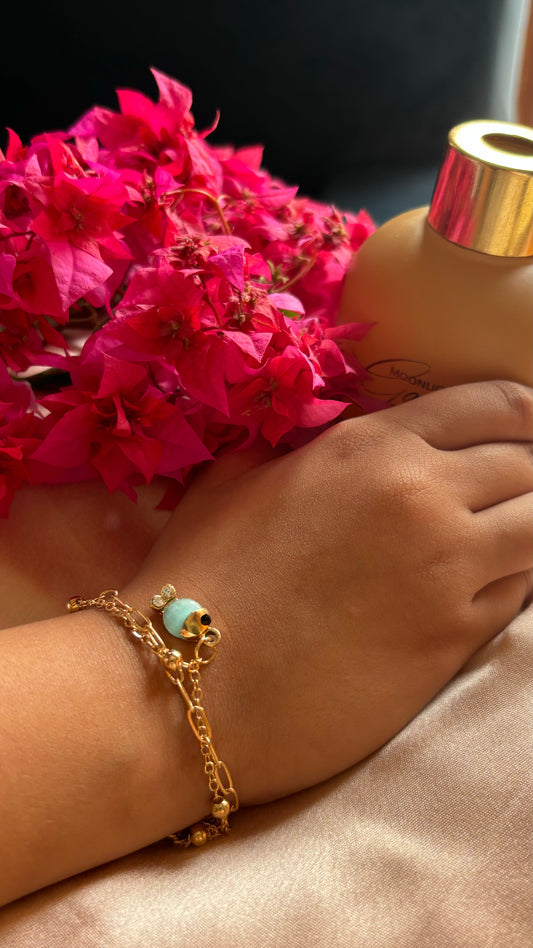 Fish motif double chain bracelet