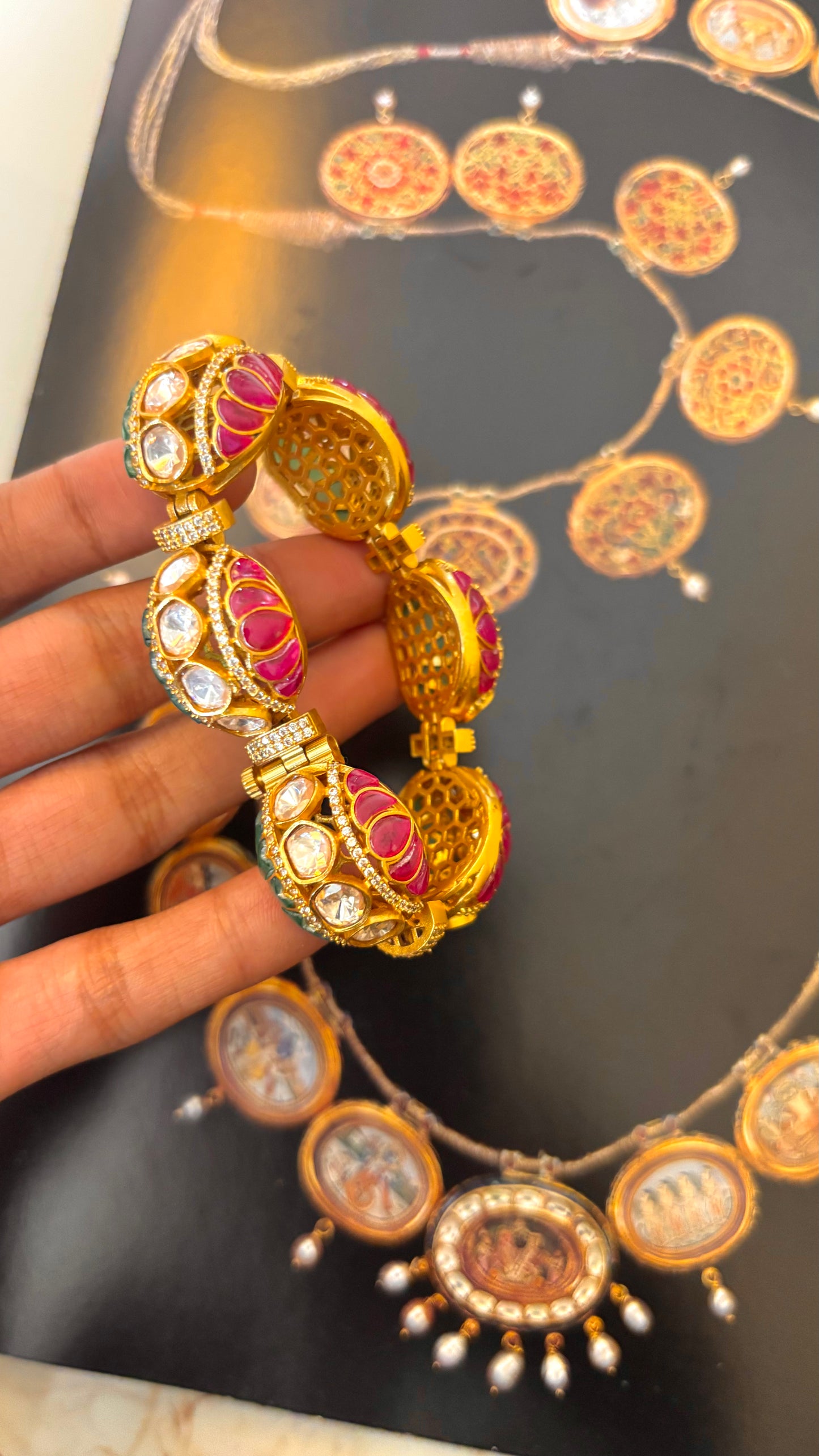 Emerald & Ruby takkar work adjustable bracelet