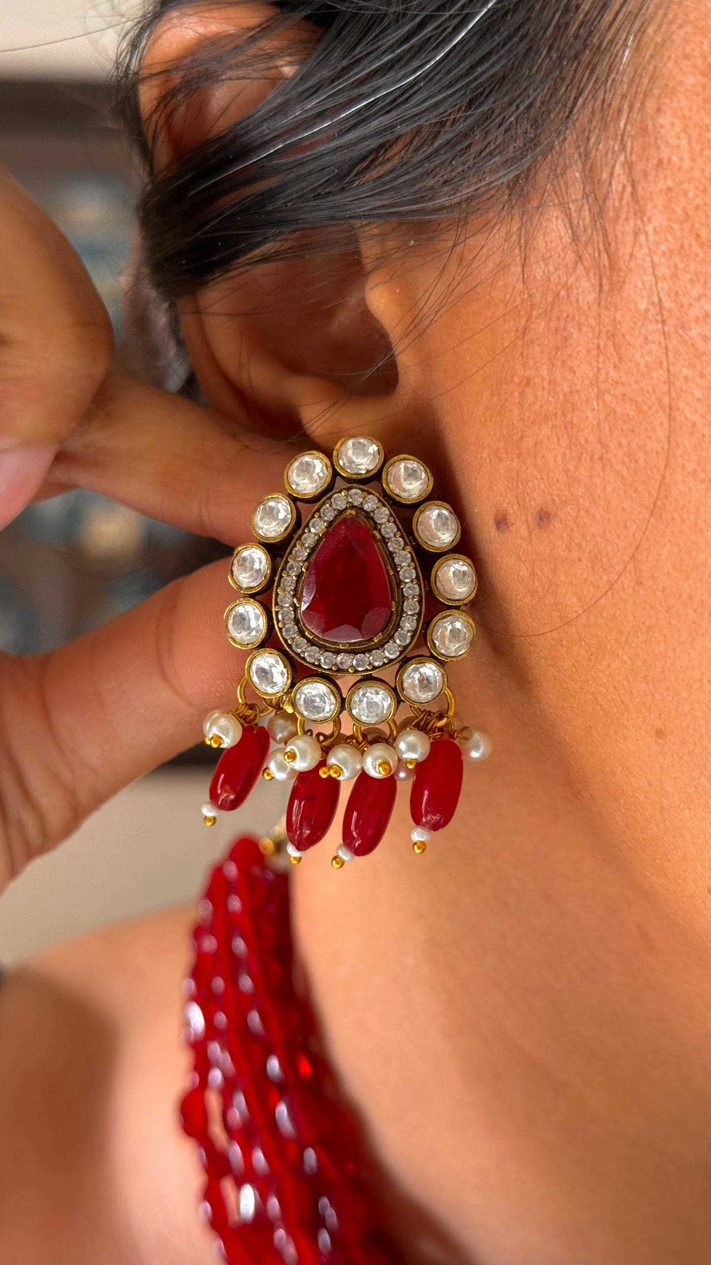 Ruby cocktail doublet necklace