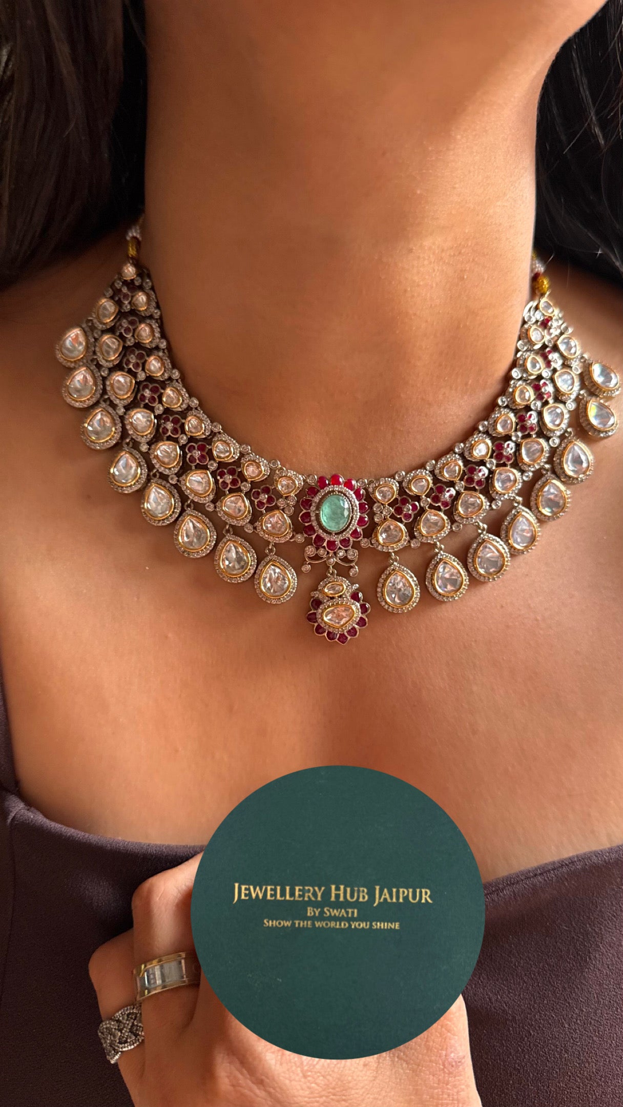 Vintage with mint doublet polki necklace