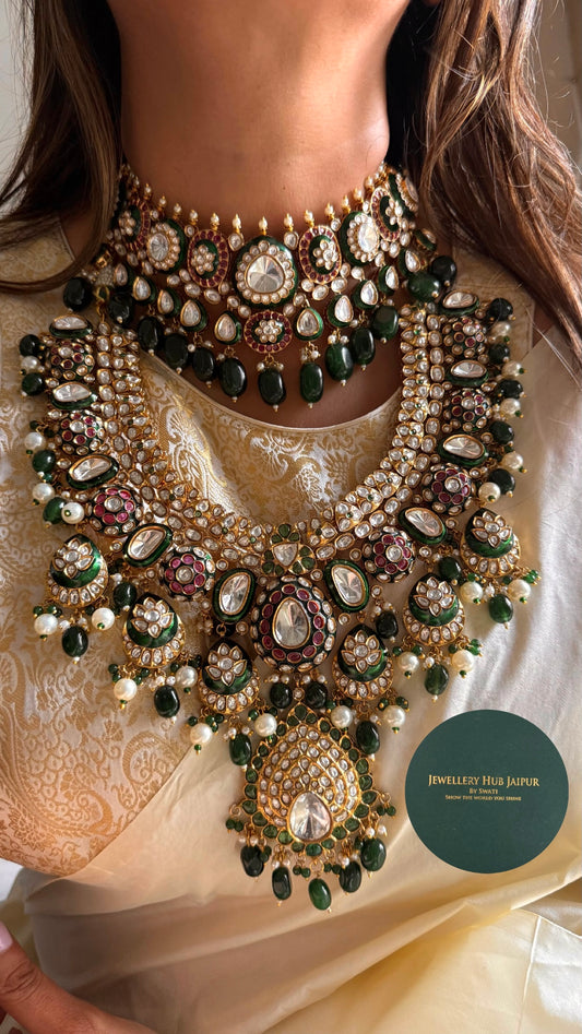Emerald meenakari bridal combo
