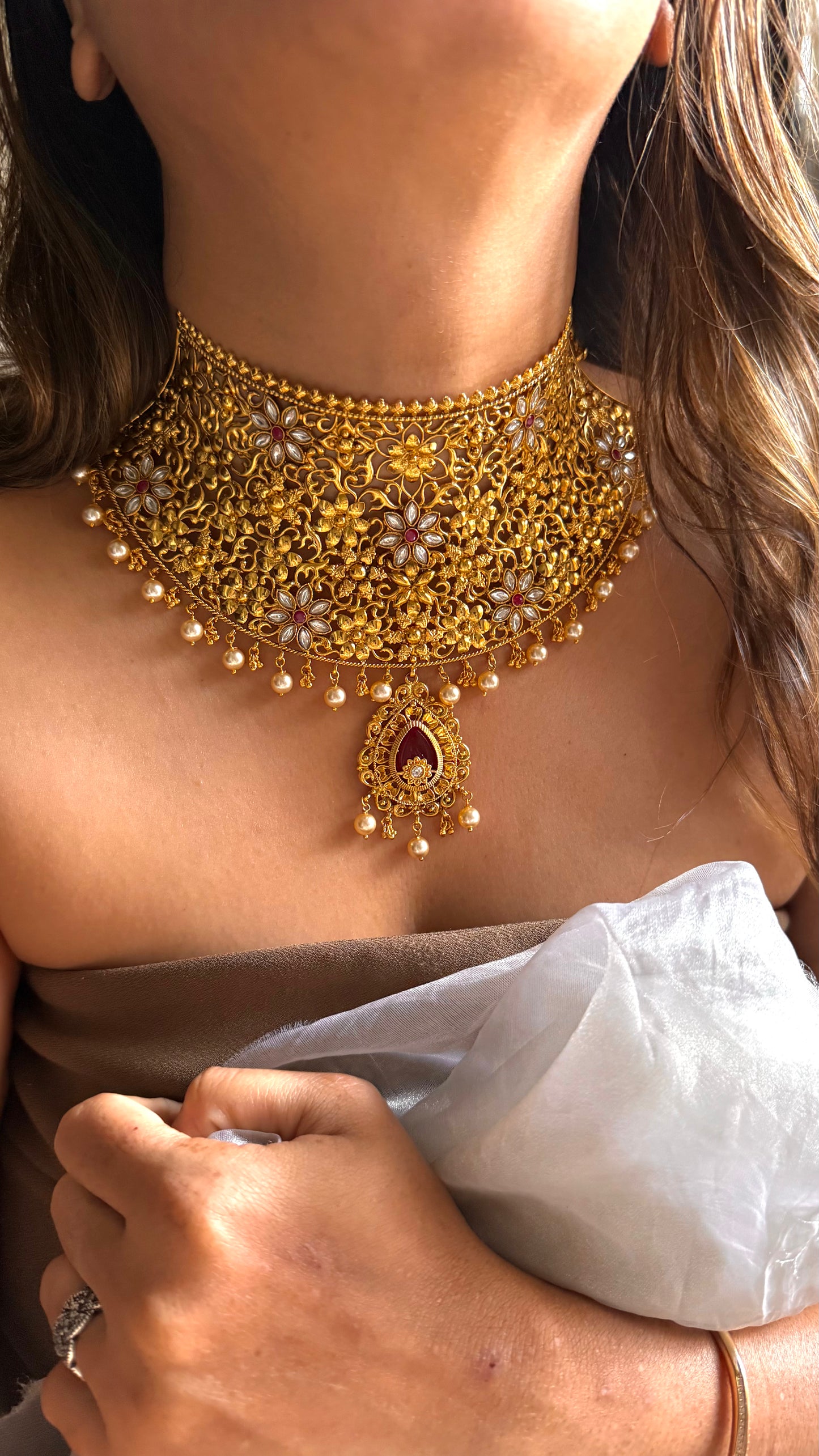 Dubai Gold inspired Floral Designer Necklace