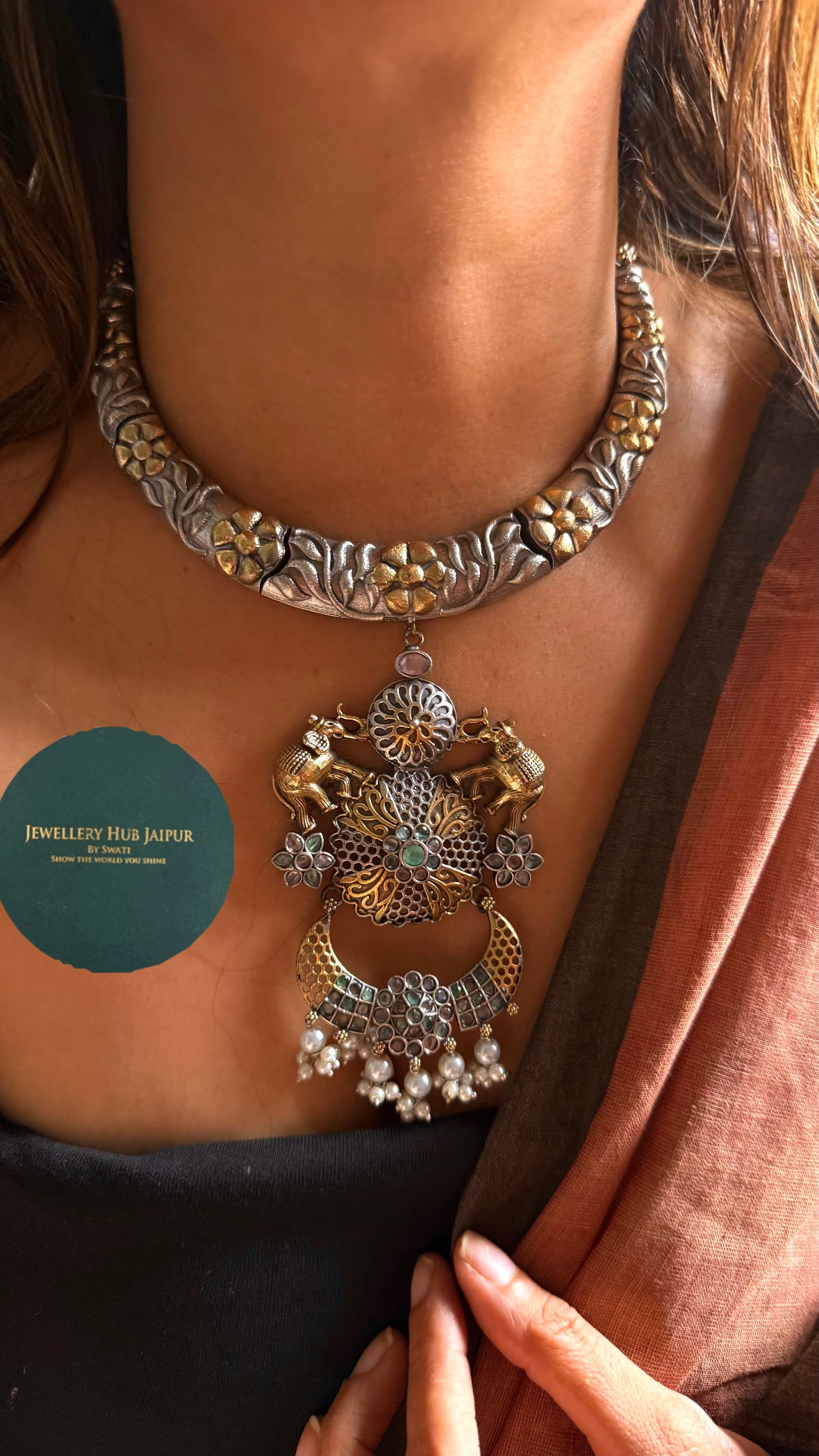 Gaj Inspired Floral kumba tribal Necklace