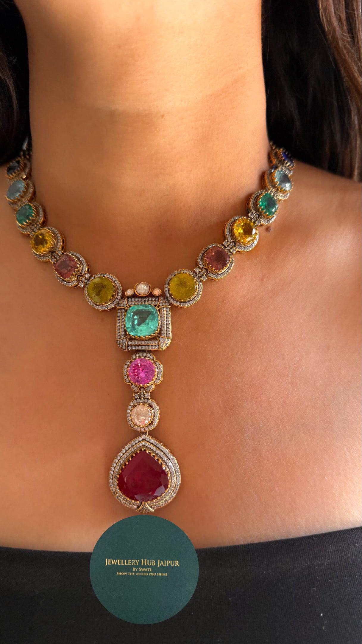 Amrapali inspired navratna doublet set