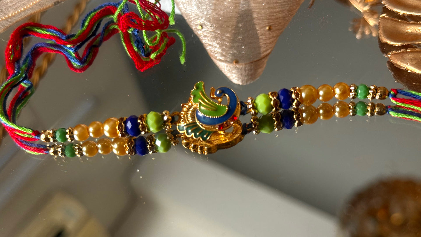 Peacock inspired nakashi rakhi