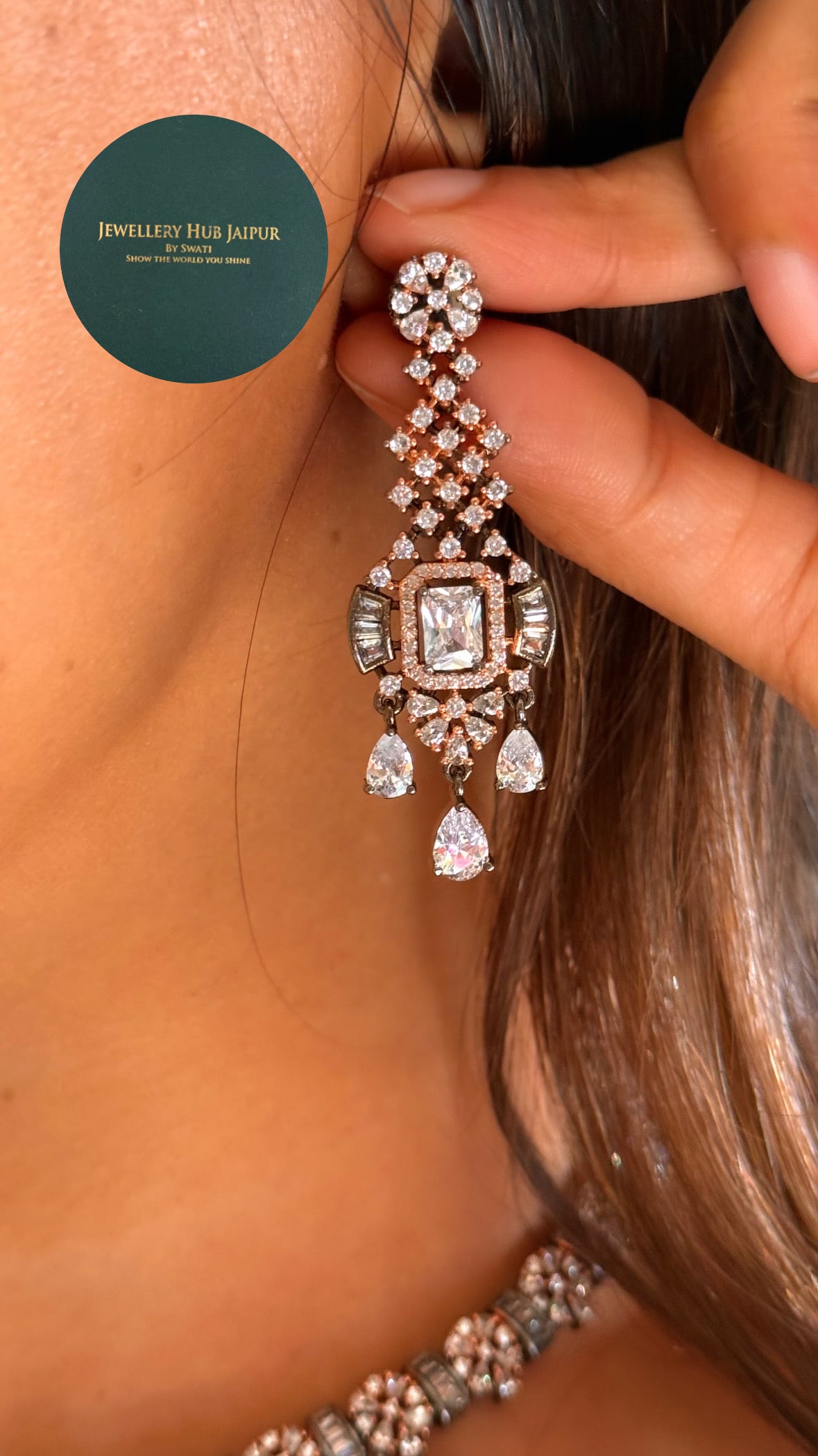 Dual polki diamond minimal necklace