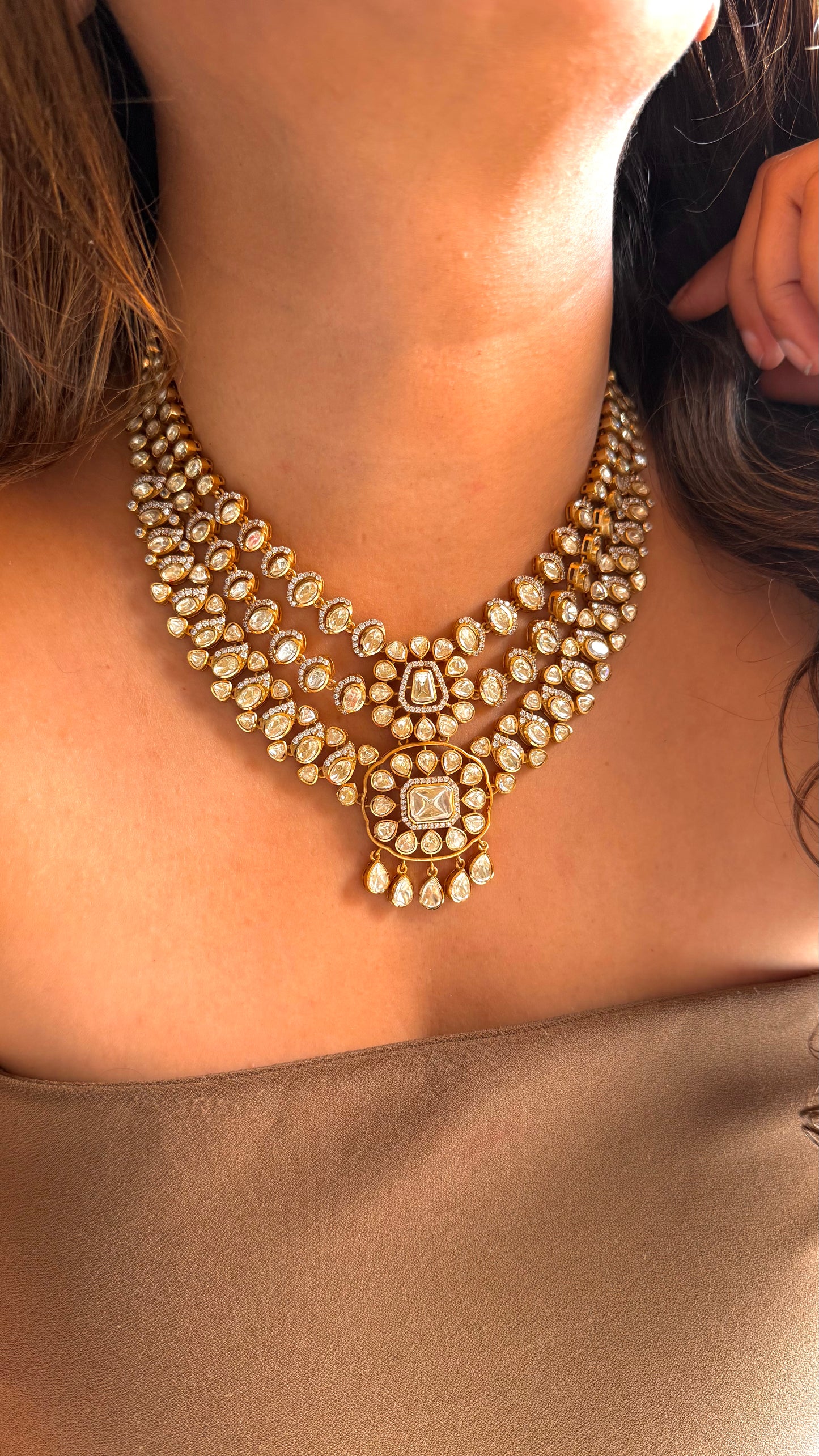 Ria designer bridal Asia LV Polki Necklace
