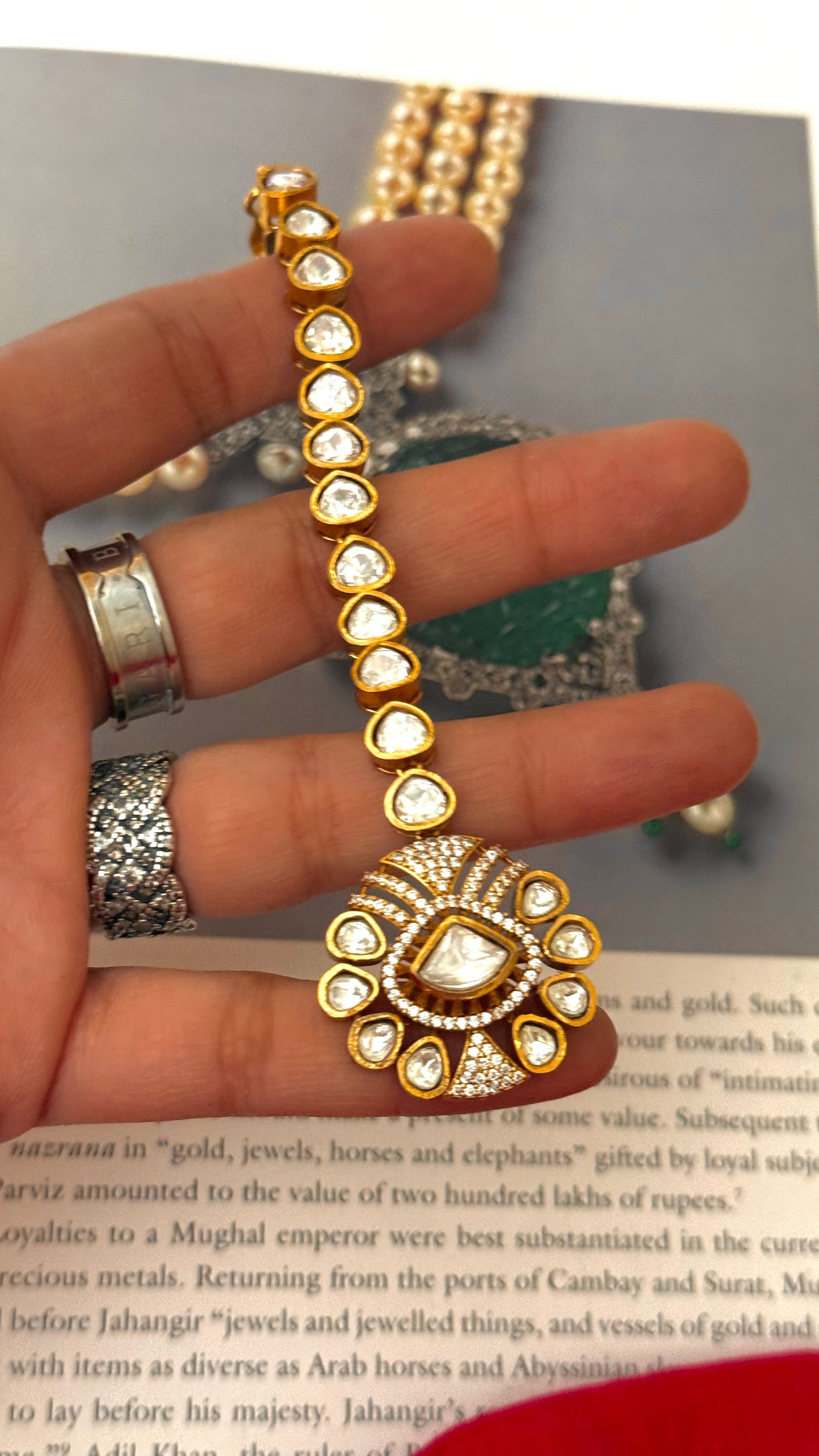 Moissanite polki maangtika