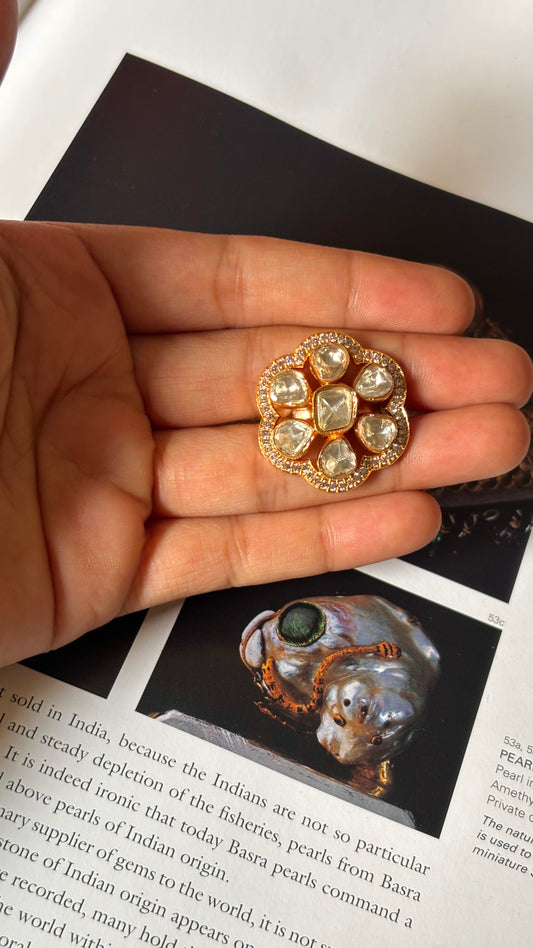 Diamond peeli polki ring