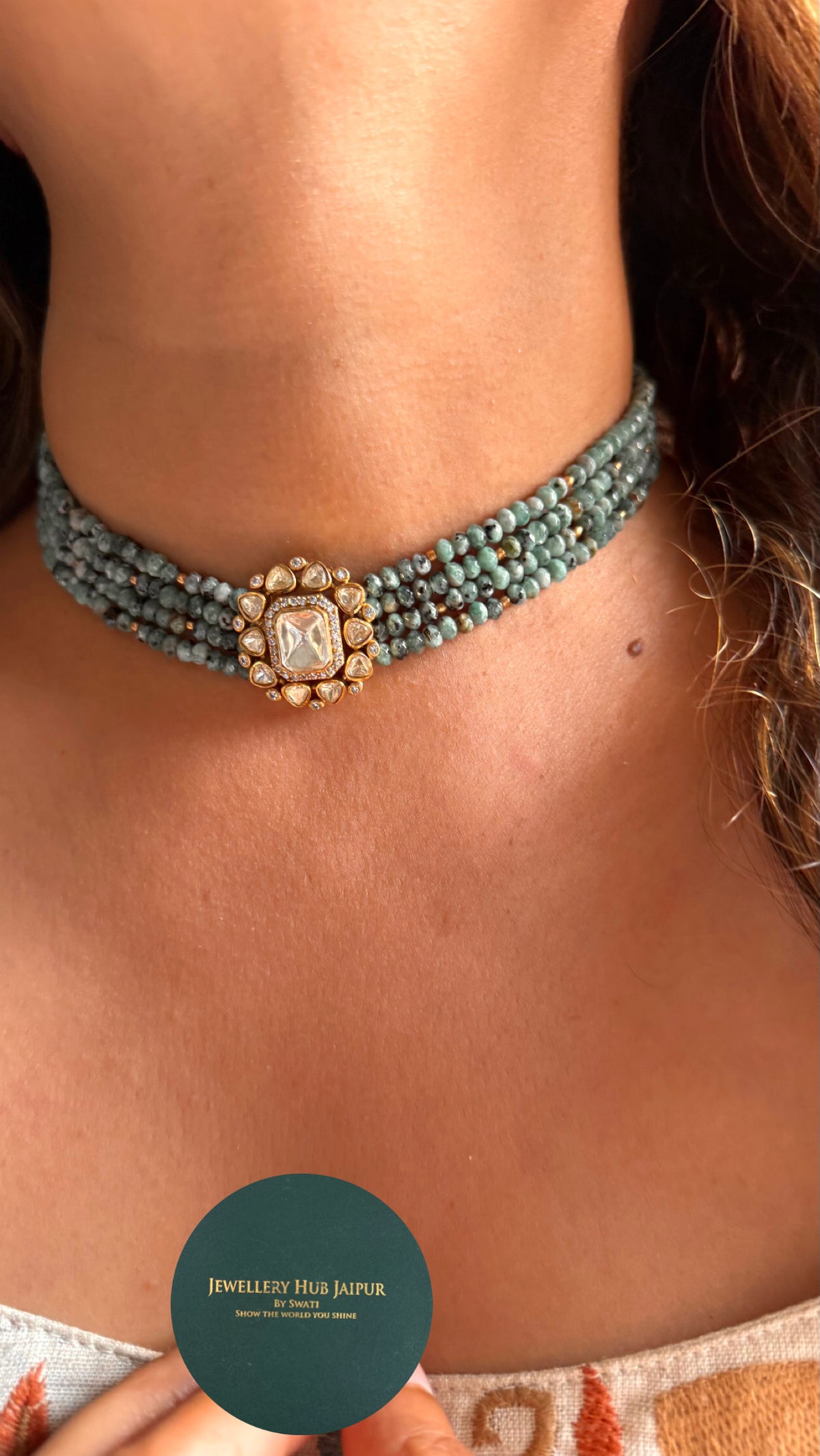 Lv peeli polki colourful pearl choker Necklace