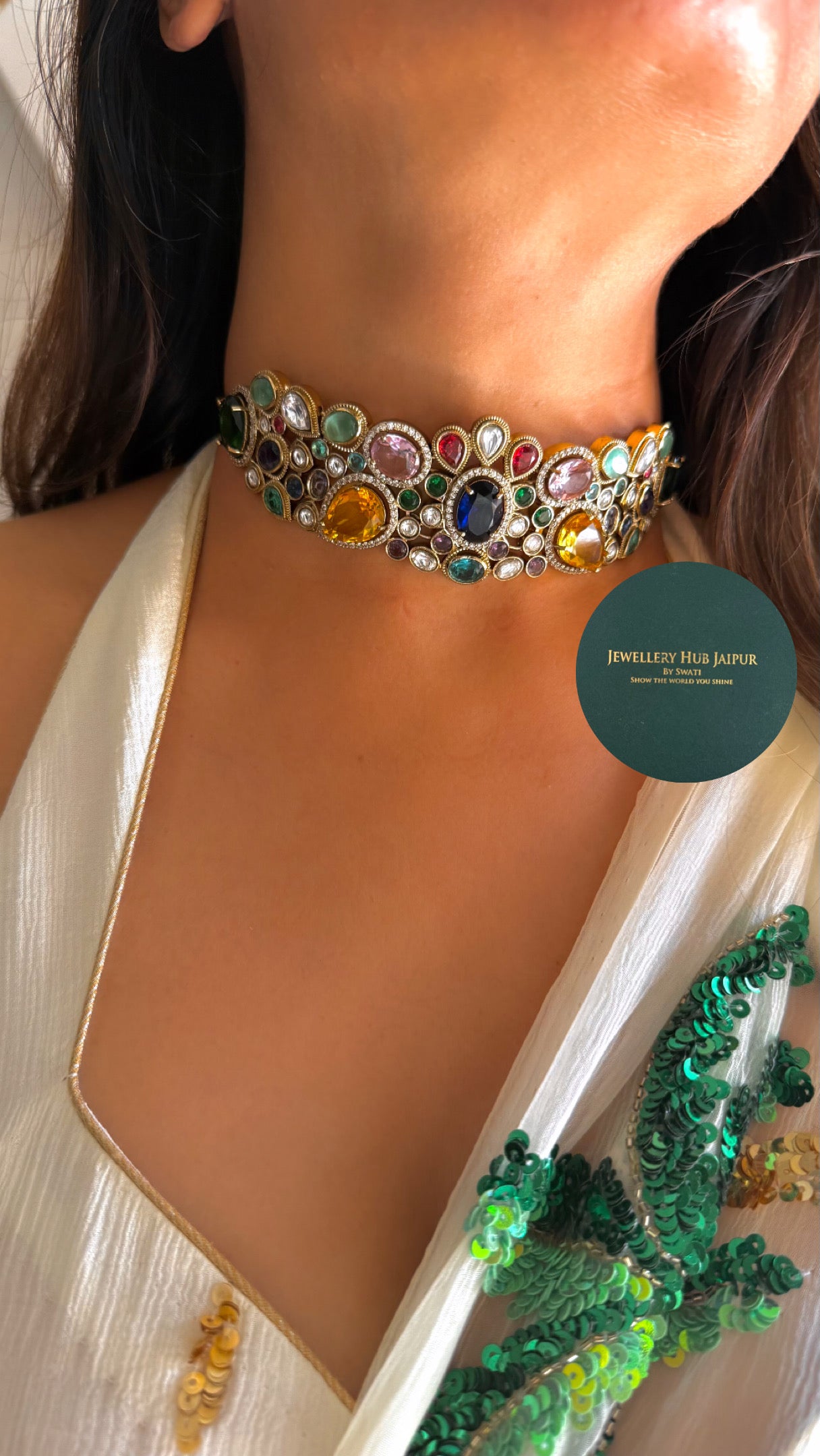 Sabyasachi inspired navratna necklace
