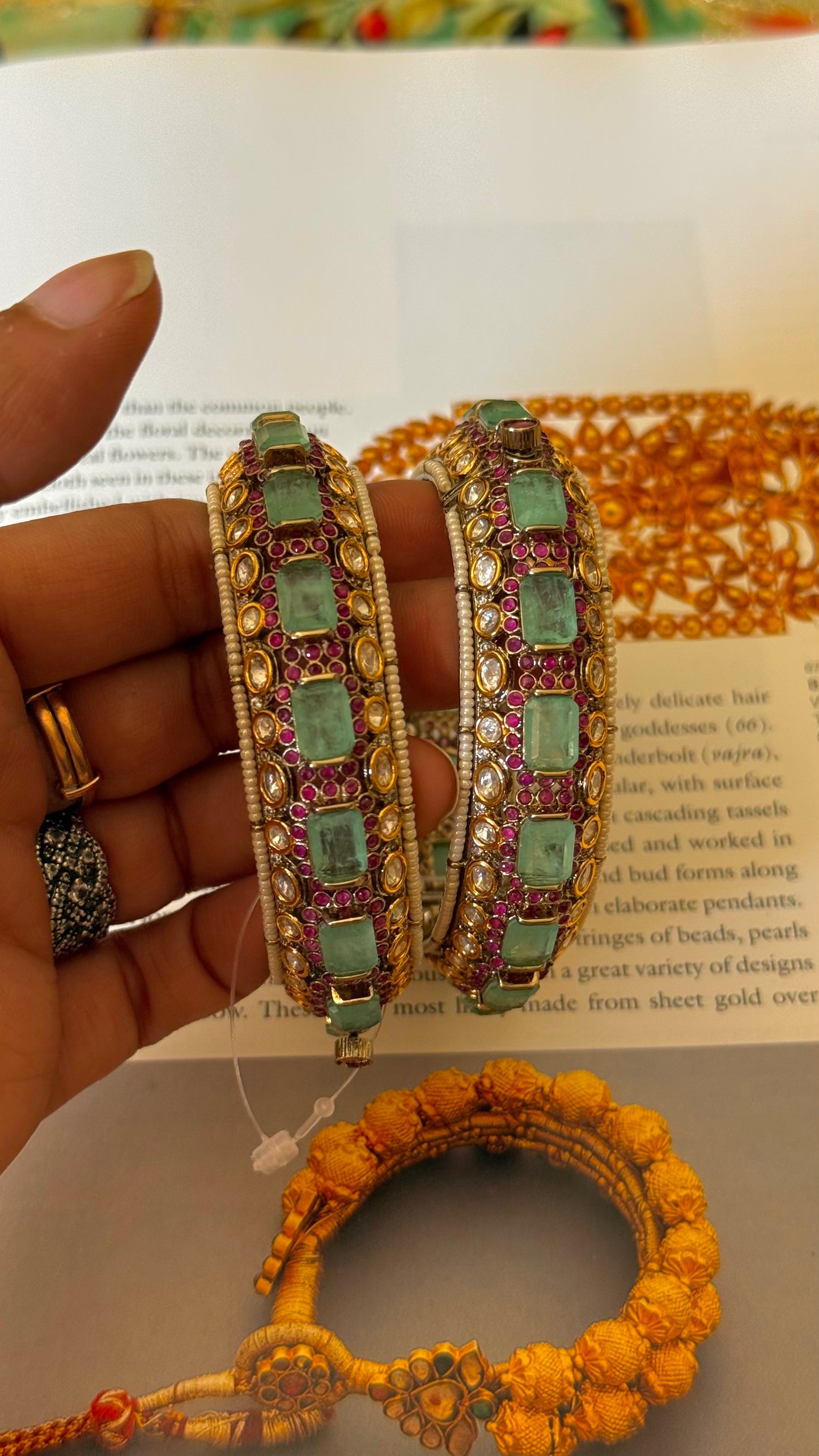 Mint & Rani pink Victorian bangles