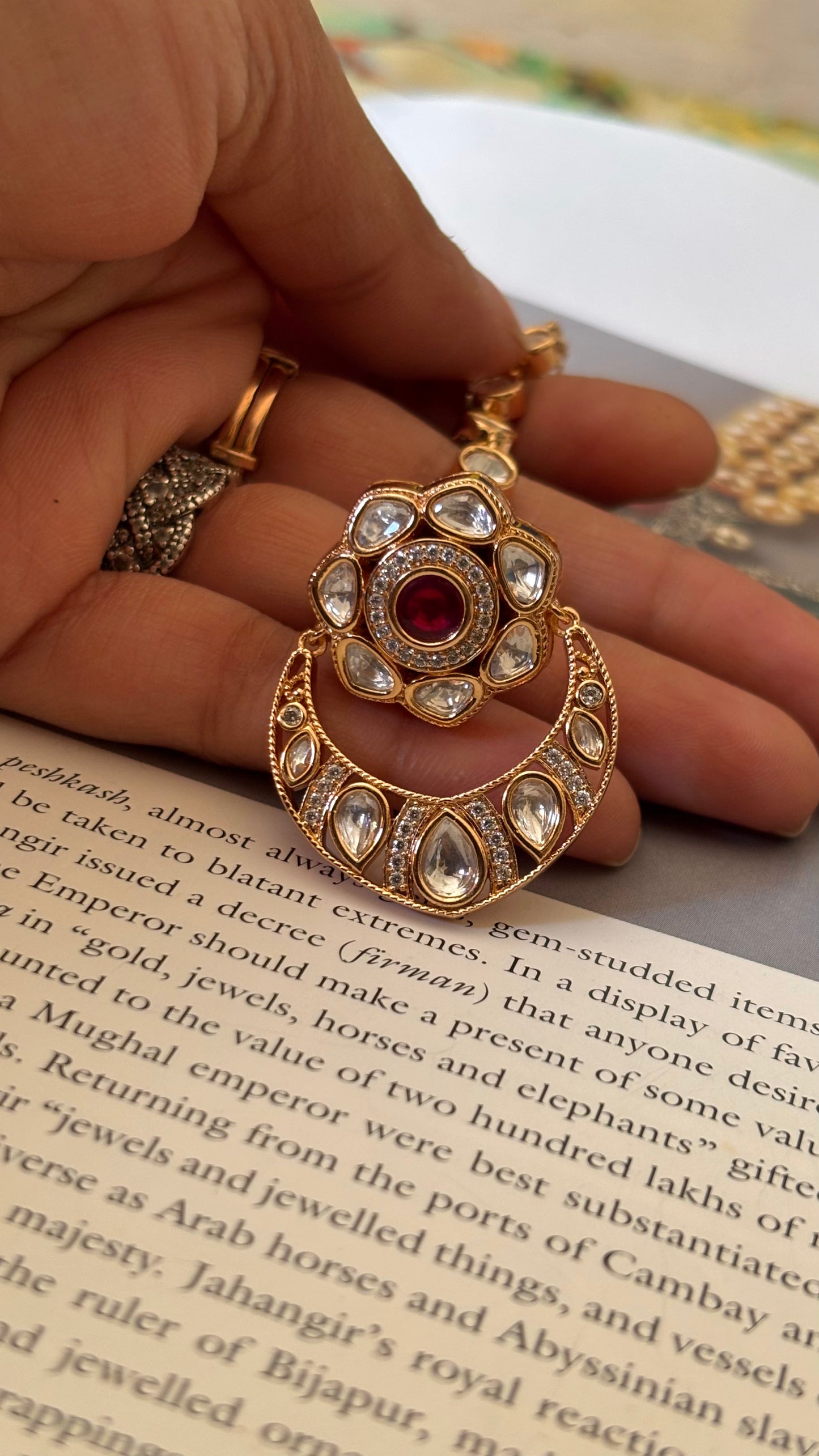 Ruby floral chandbali borla