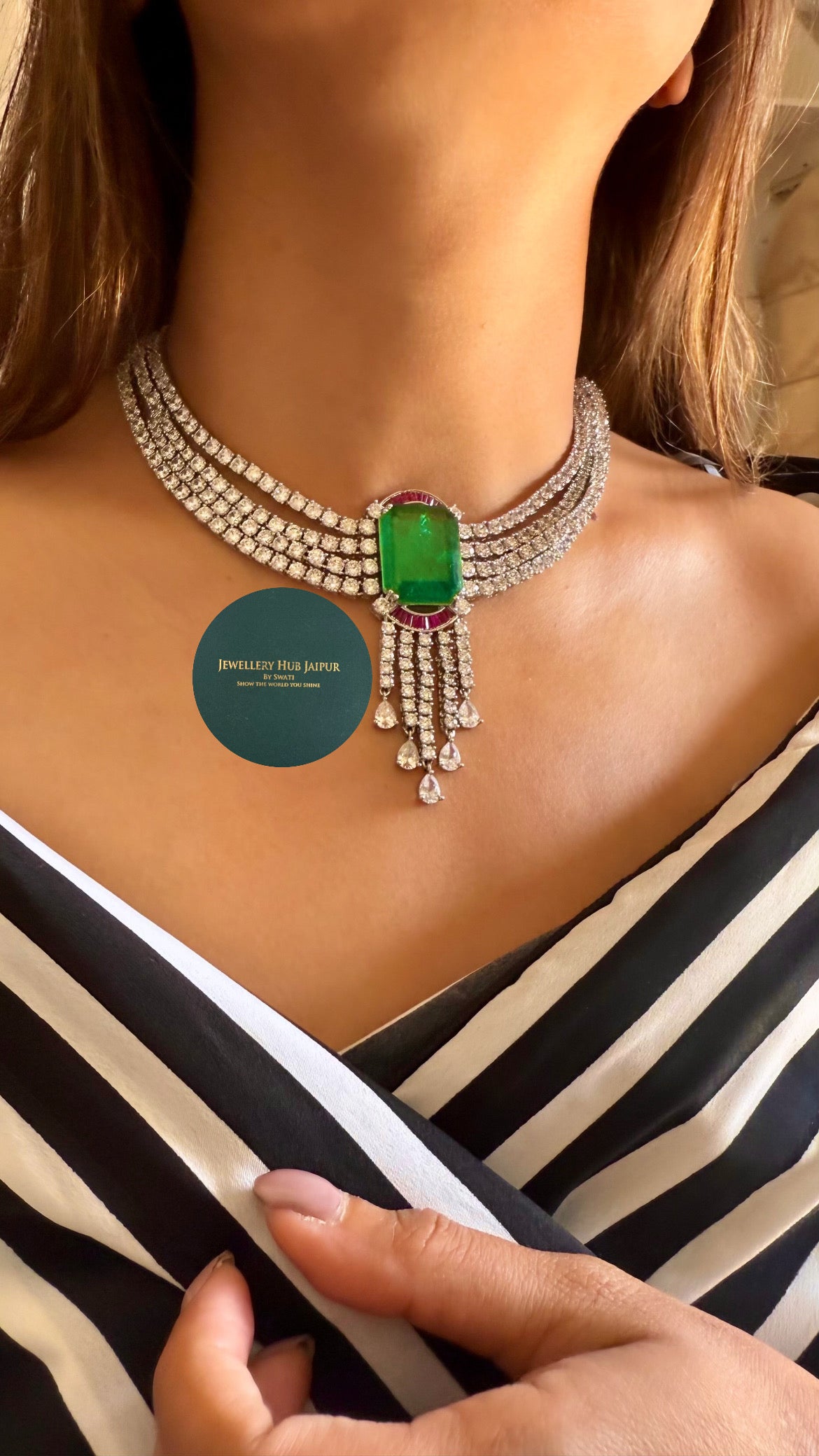 Sowmya Emerald ruby diamond cocktail necklace