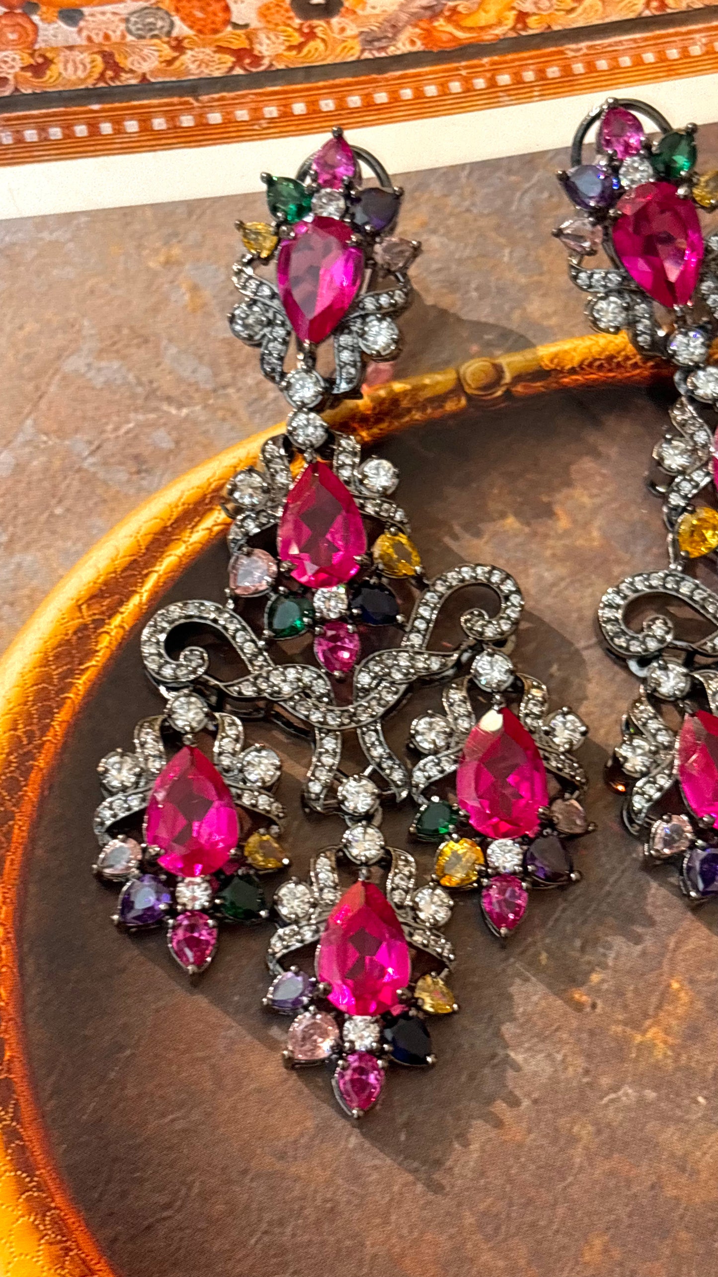 Hot Pink & Multi colour Swarovski danglers
