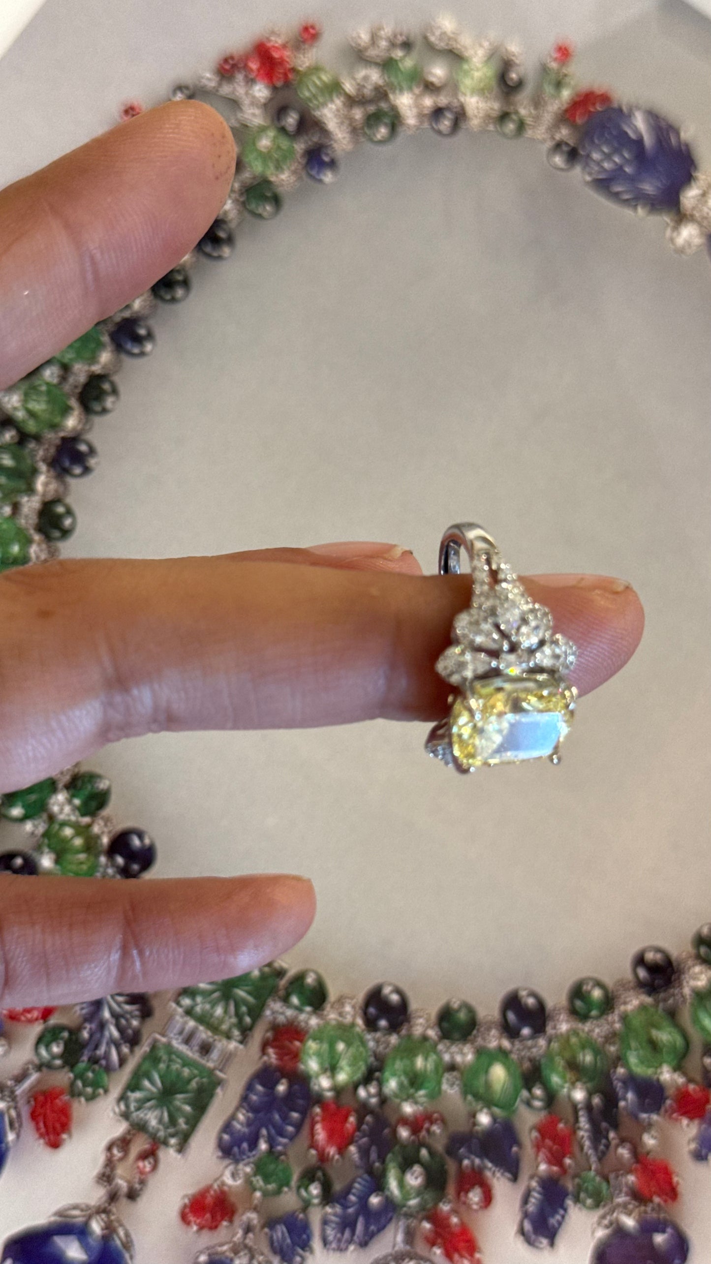 Cotrine Cz diamond cocktail ring
