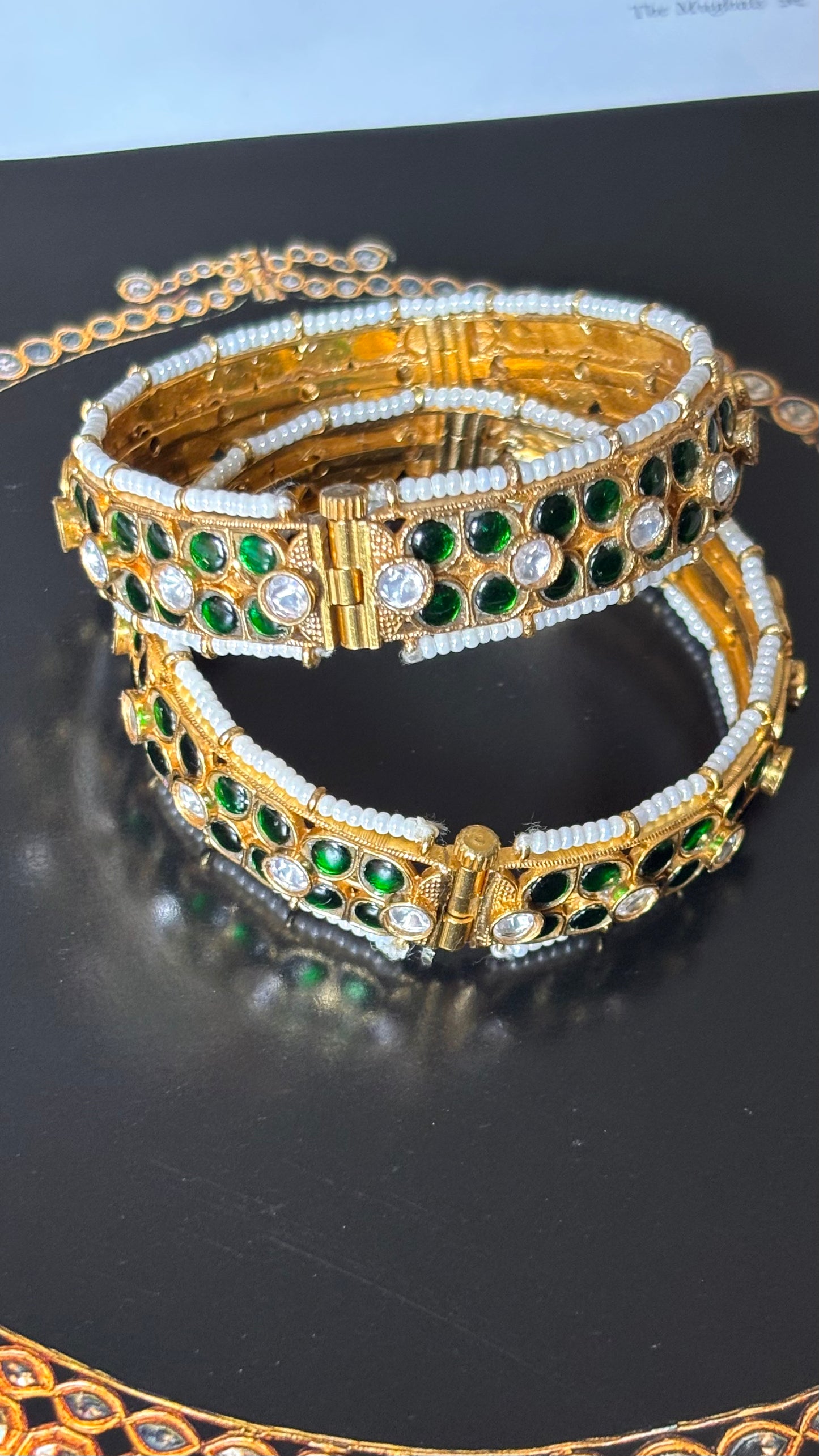 Emerald katdana gold bangles
