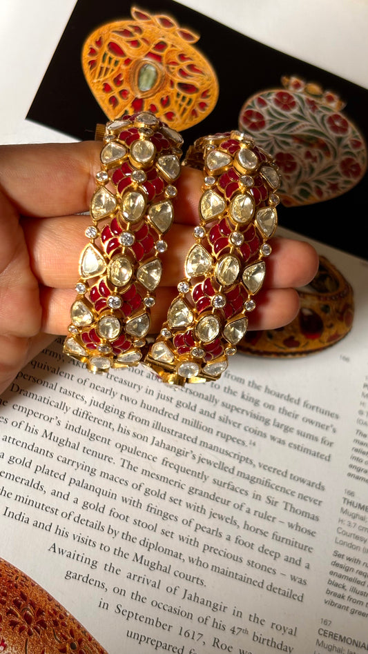 Ruby katdana peeli polki openable bangles