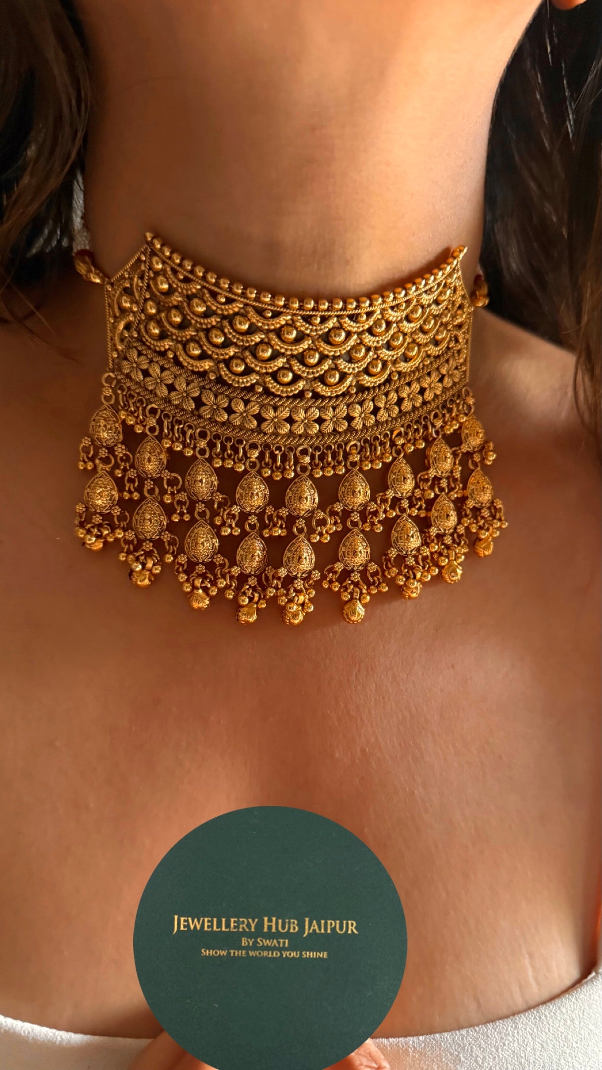 Gold designer heritage nakashi Rajasthani aad Necklace