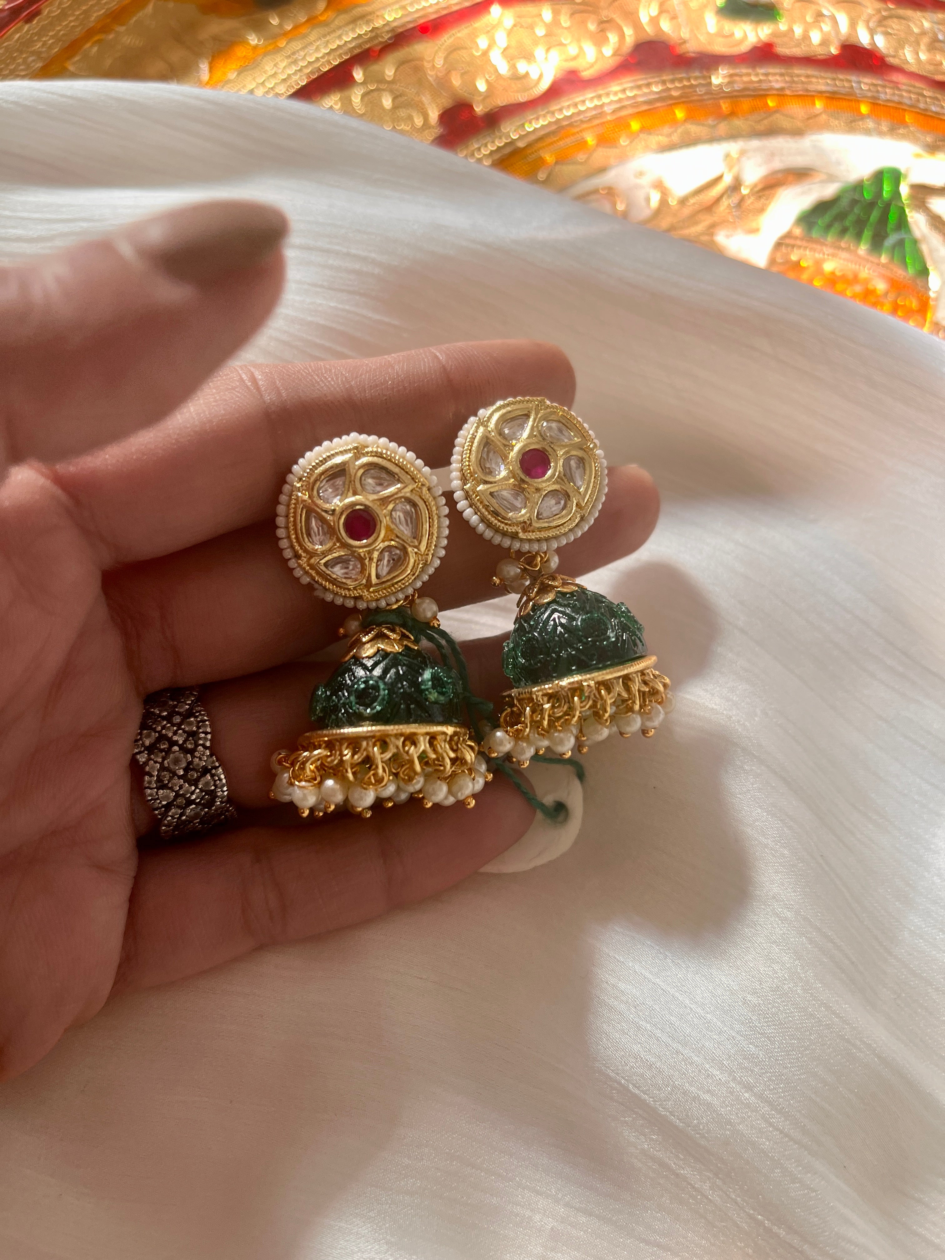 Minimalist polki jhumkis