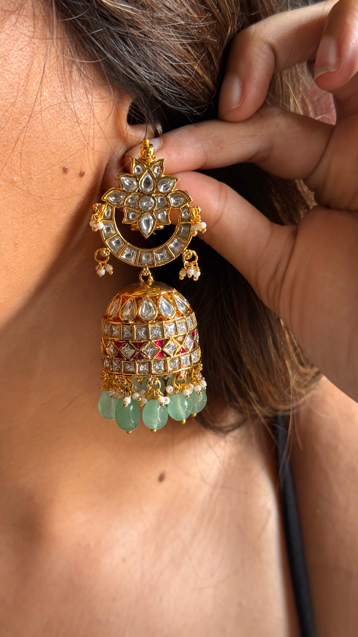Paachi polki heritage jhumka