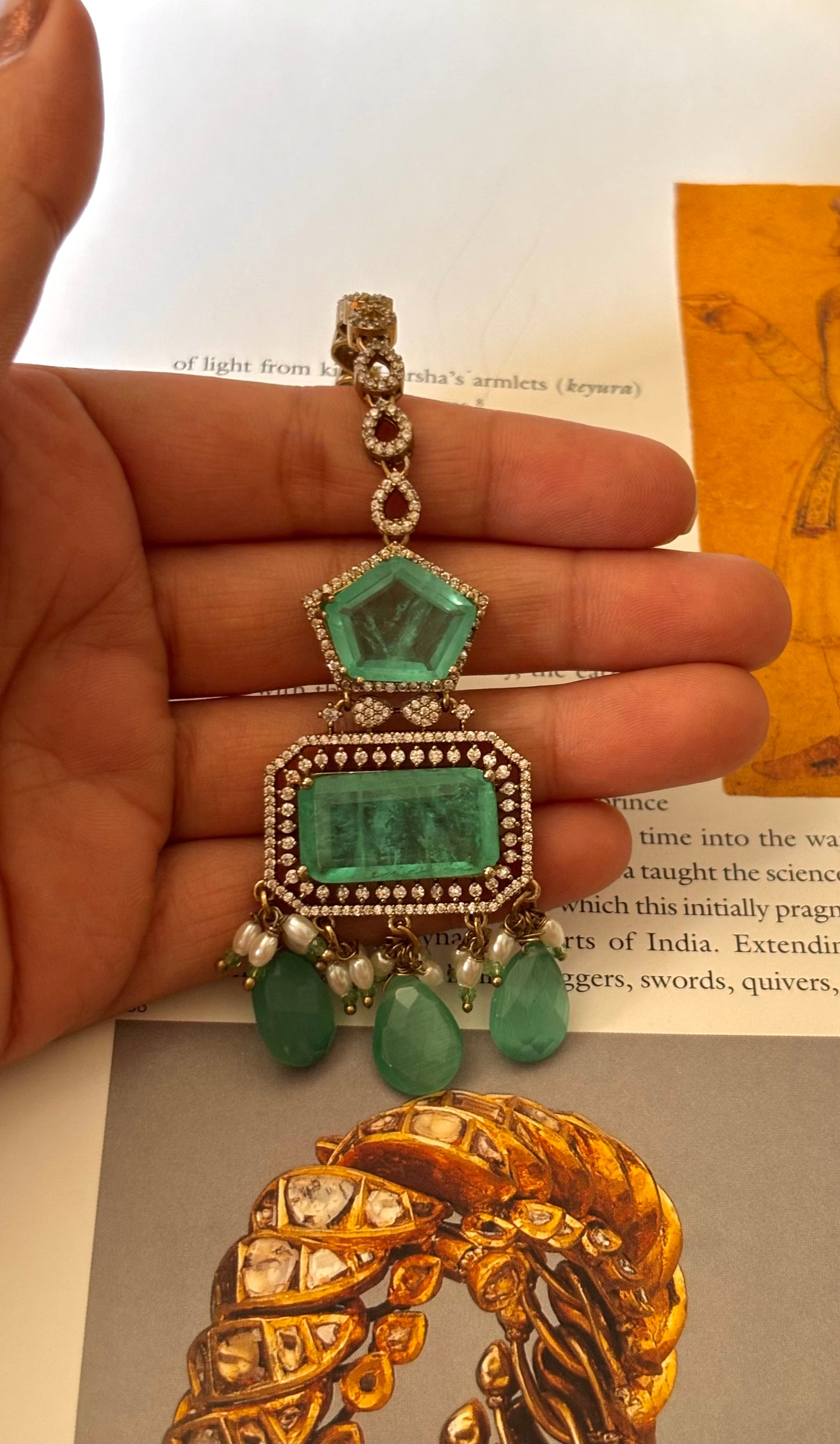 Mint doublet with cz diamond maangtika