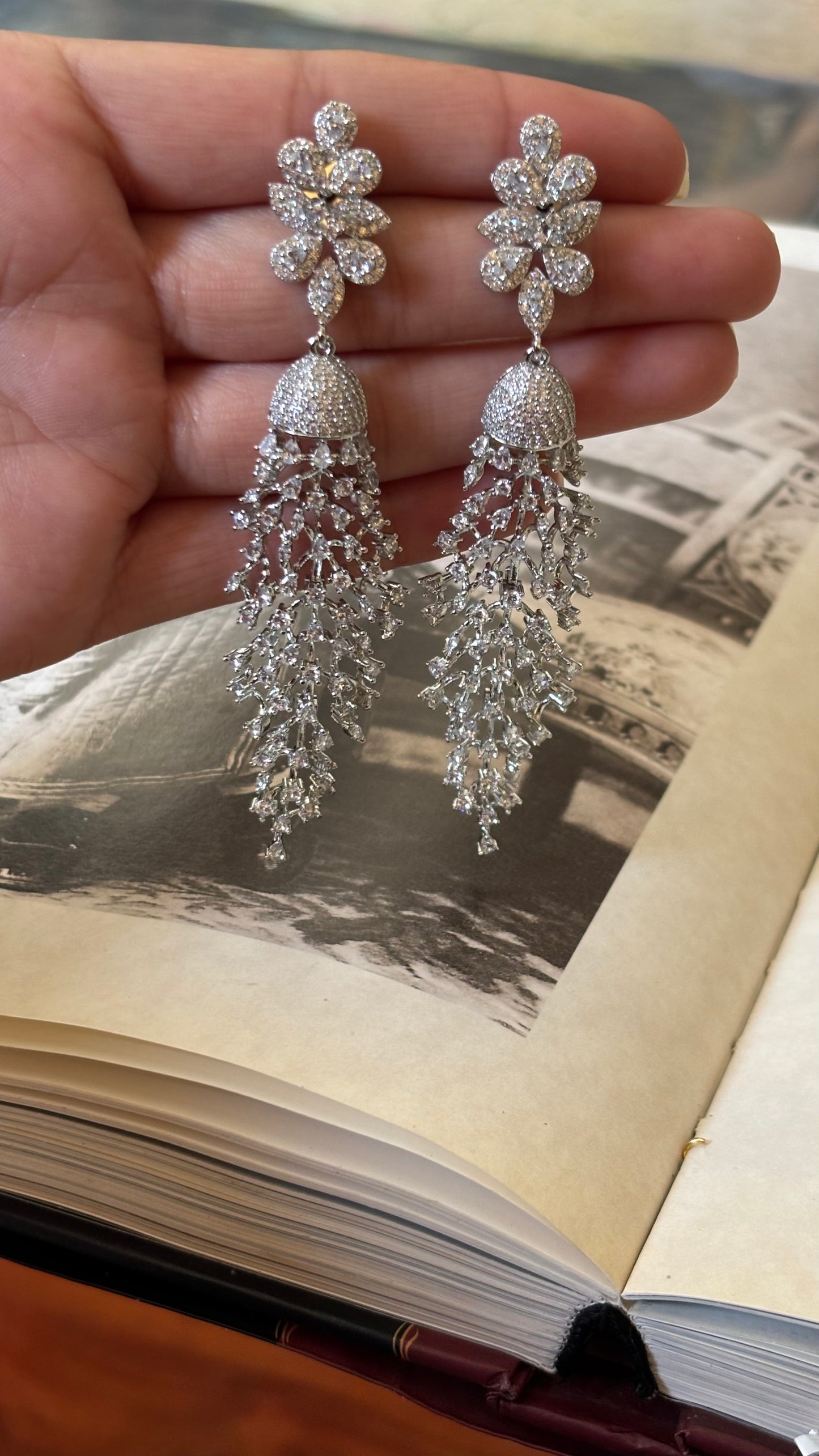 CZ diamond Rhodium Polish danglers