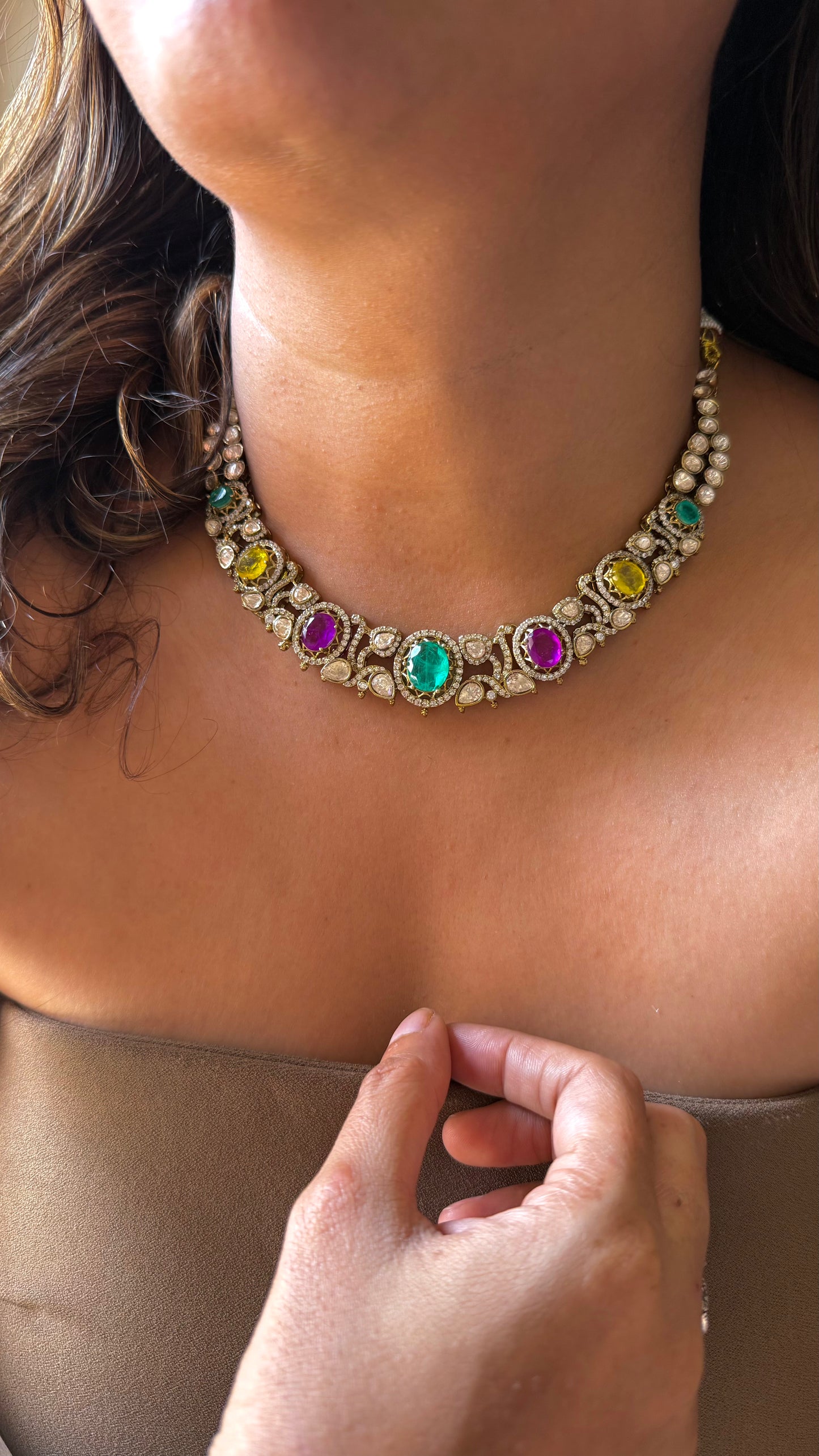 Turquoise & Tanzanite Peeli Polki Necklace