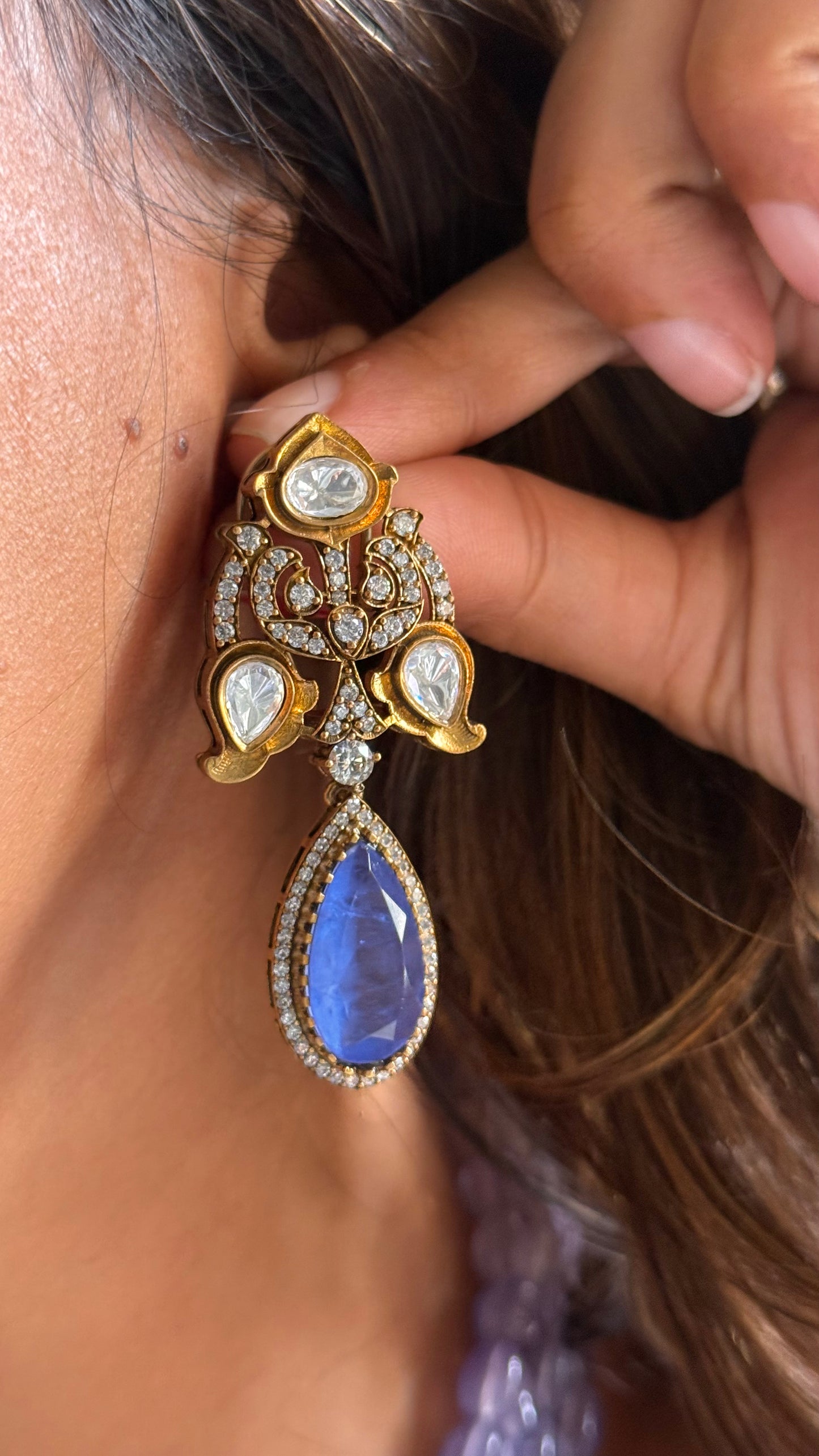 Tanzanite necklace with  Victorian Brooch