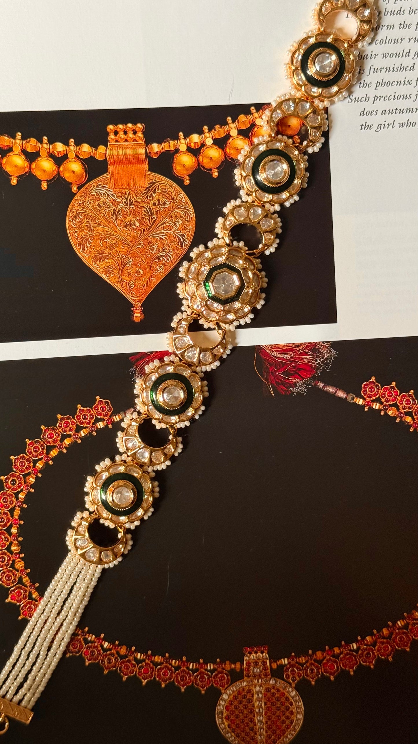 Emerald meenakari polki sheeshpatti