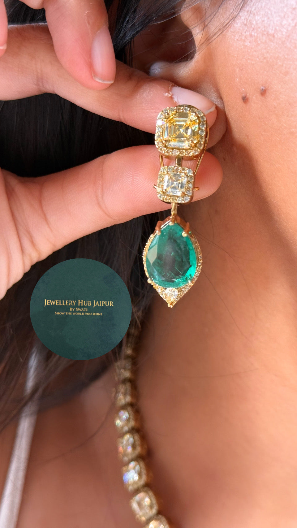 Topaz & Emerald diamond statement necklace