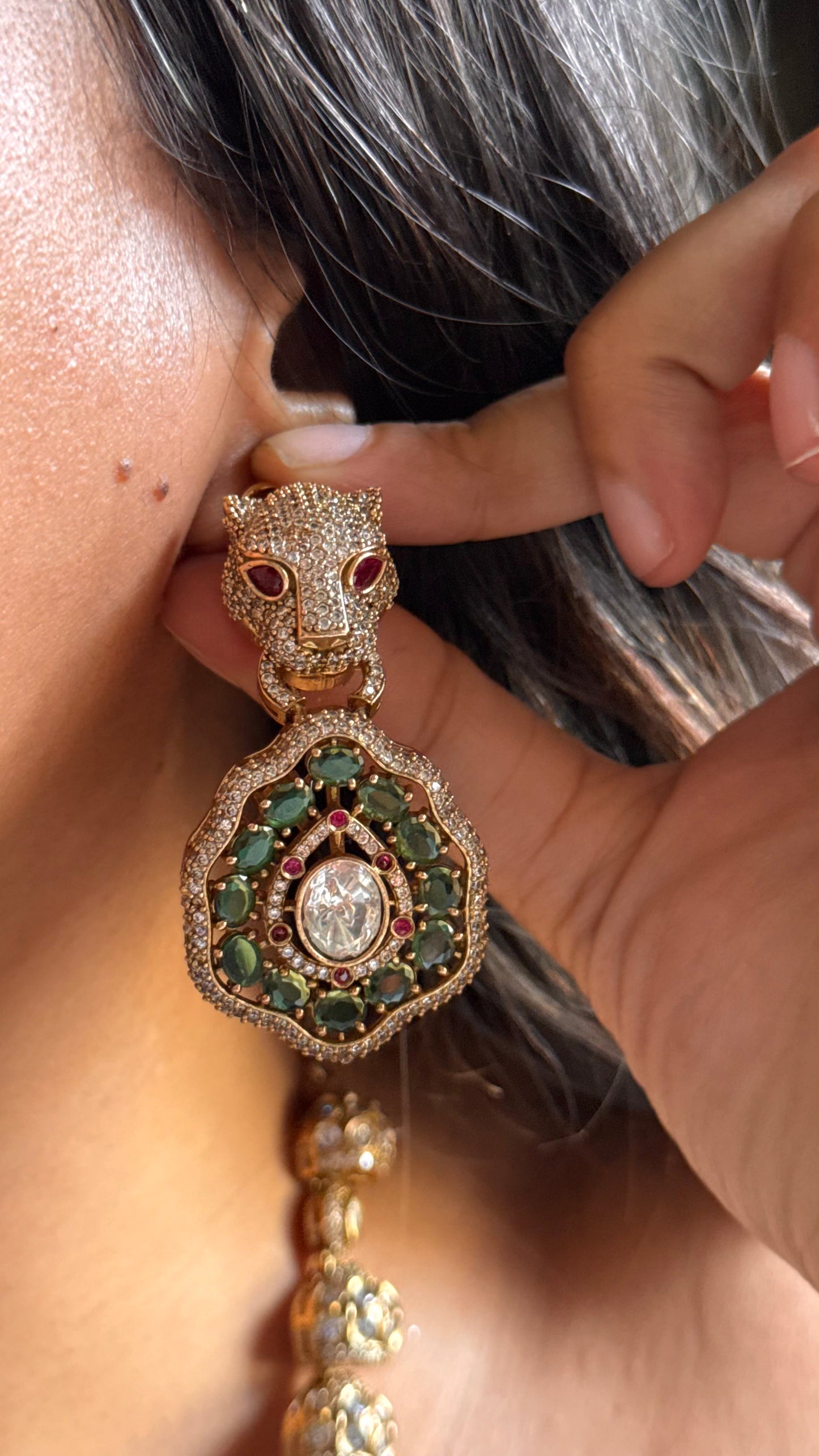 Sabhyasachi inspired leopard face designer Necklace