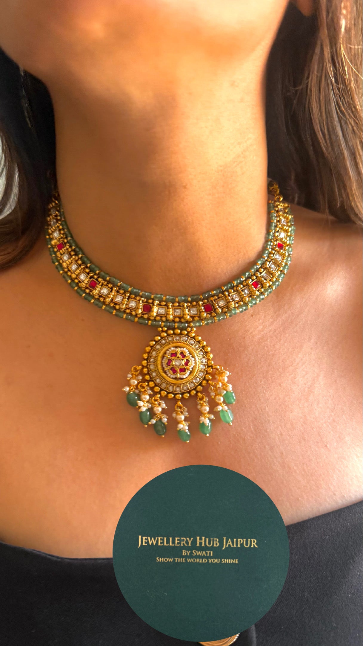 Mint Rajwada collar Necklace