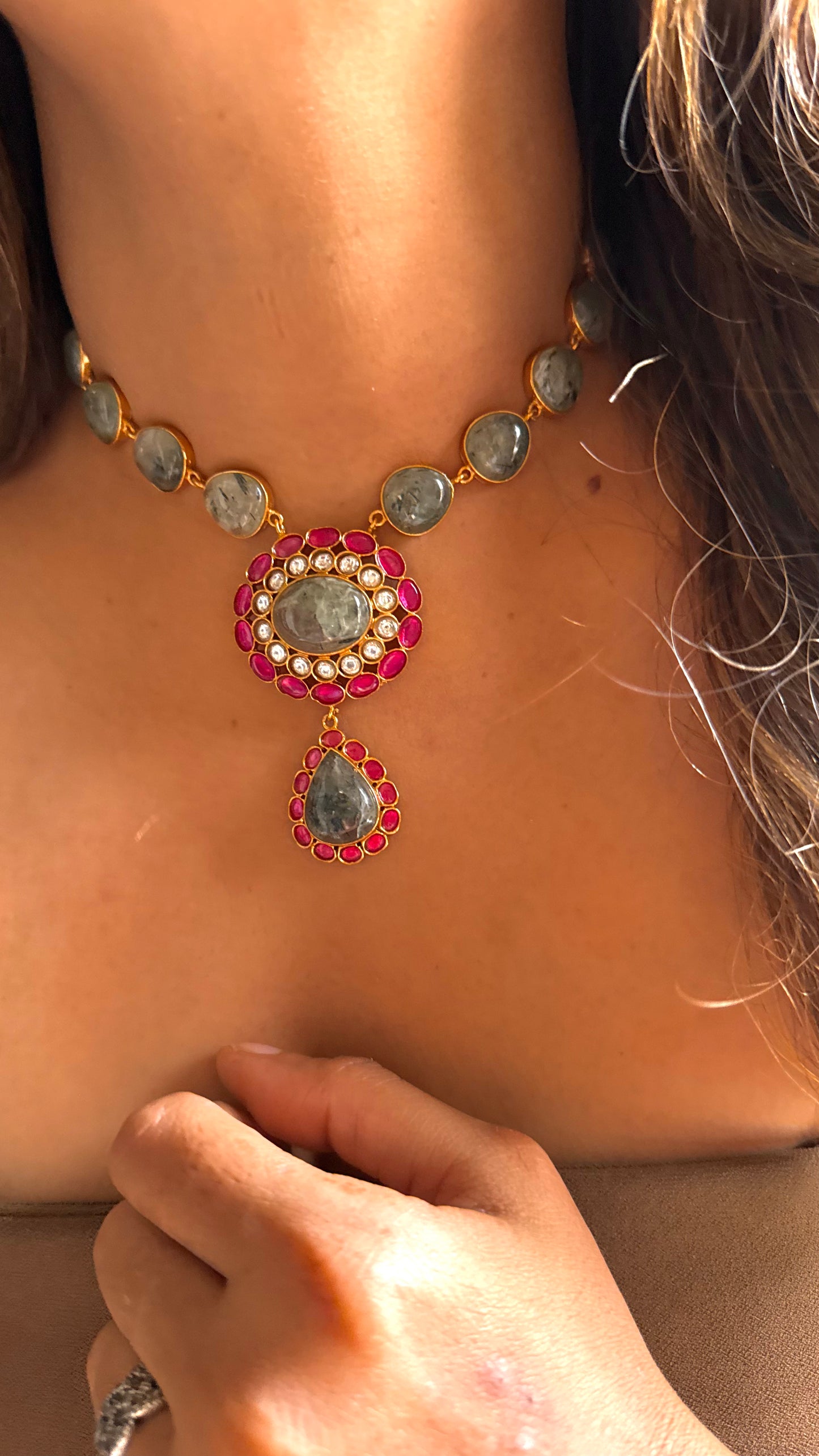 Mint & Rani Pink Amrapali Necklace