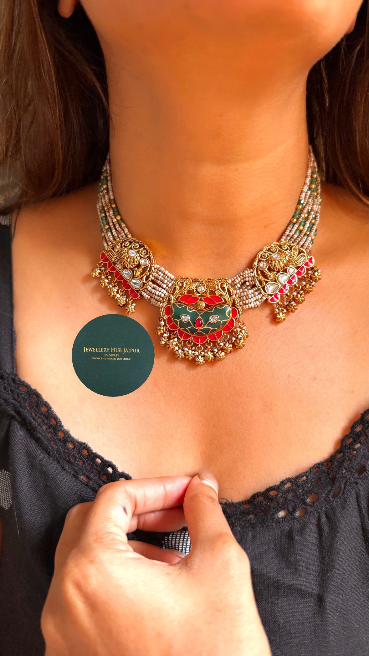 Naayab Peacock Garden & ruby Inlay rajwada Set