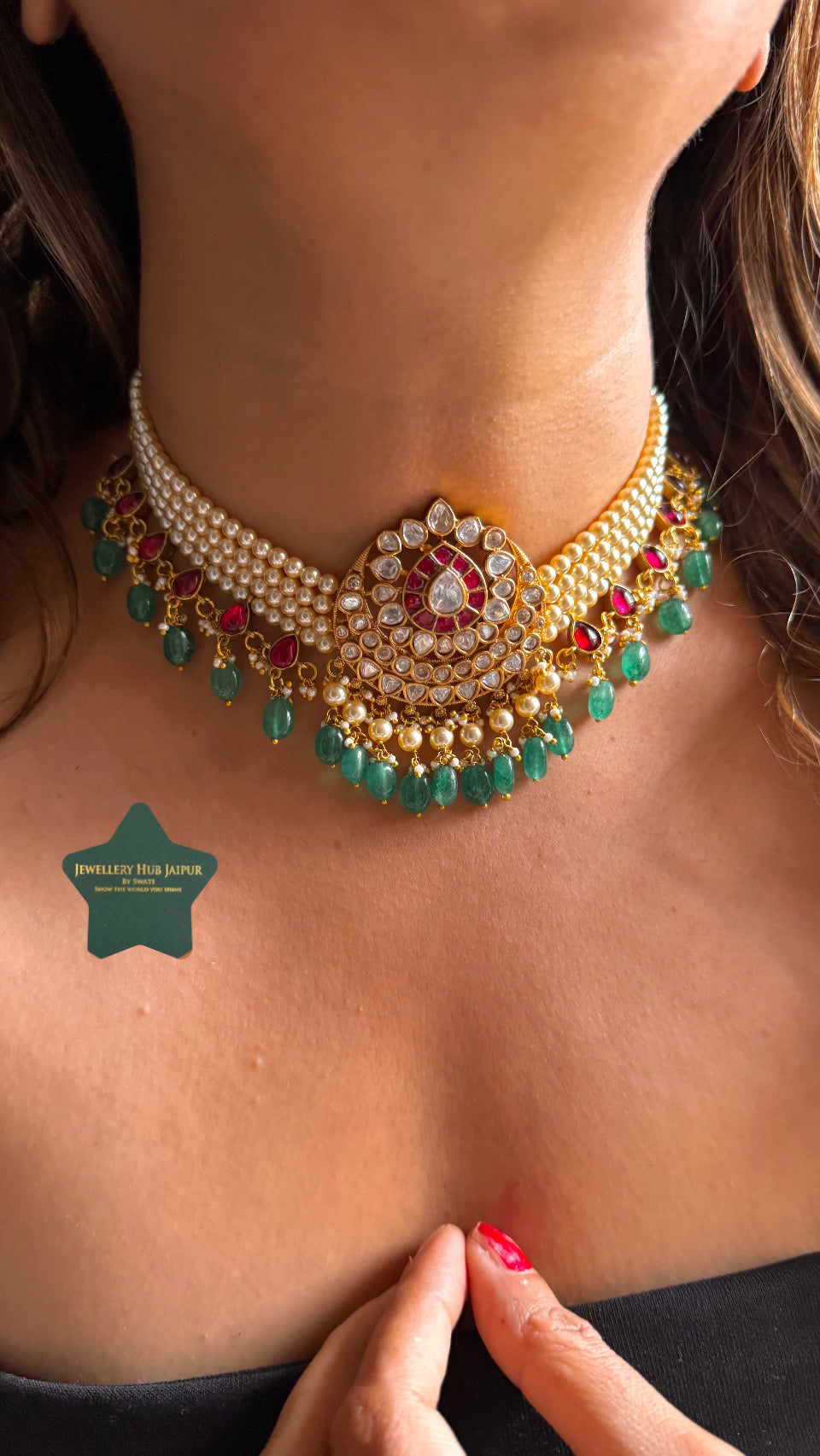 Rani & mint rajawada choker set
