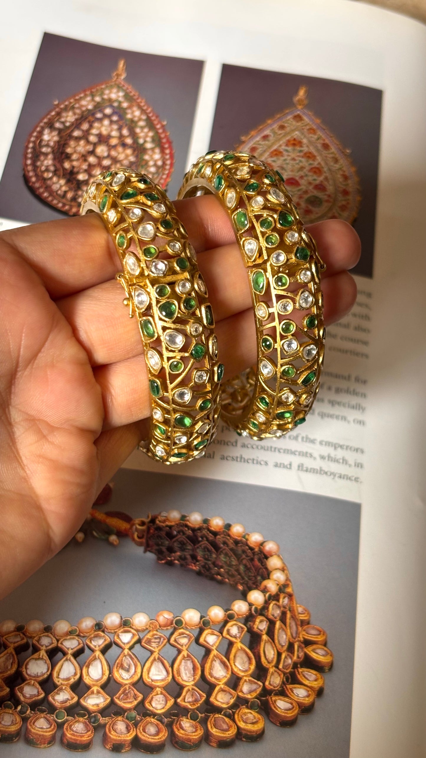 Designer Emerald gold openable bangle