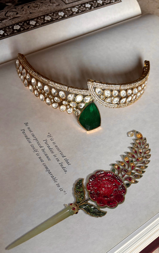Anika Emerald moissanite designer necklace with earrings