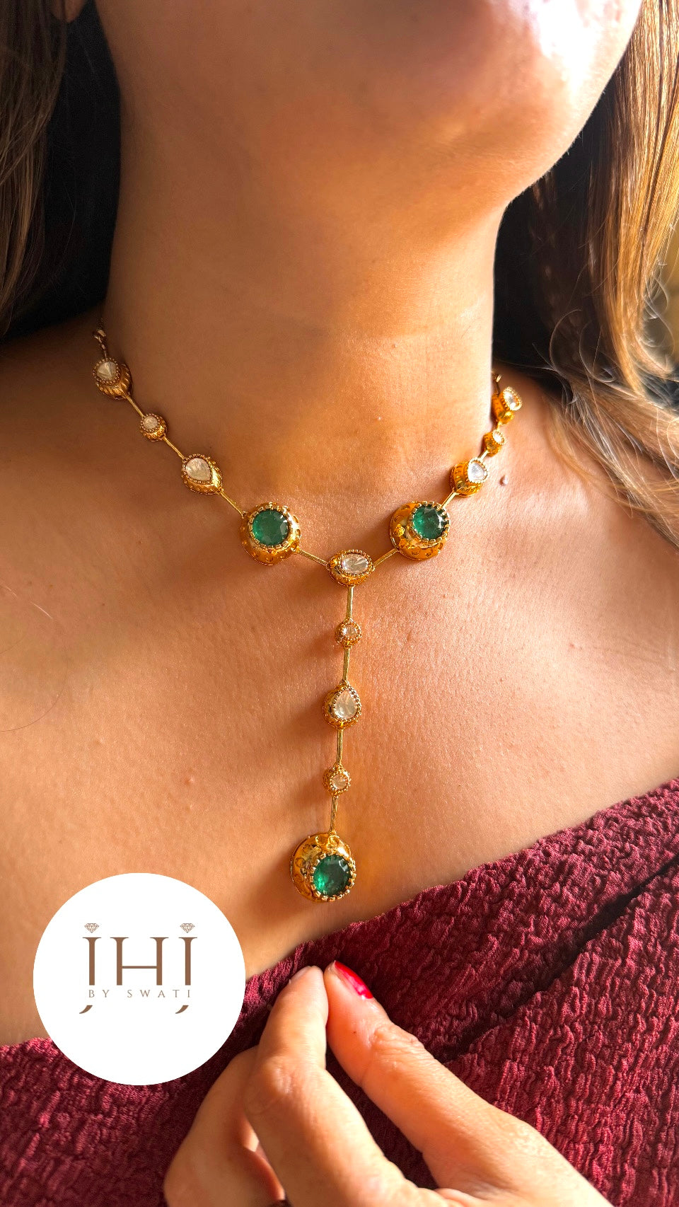 Emerald cocktail necklace