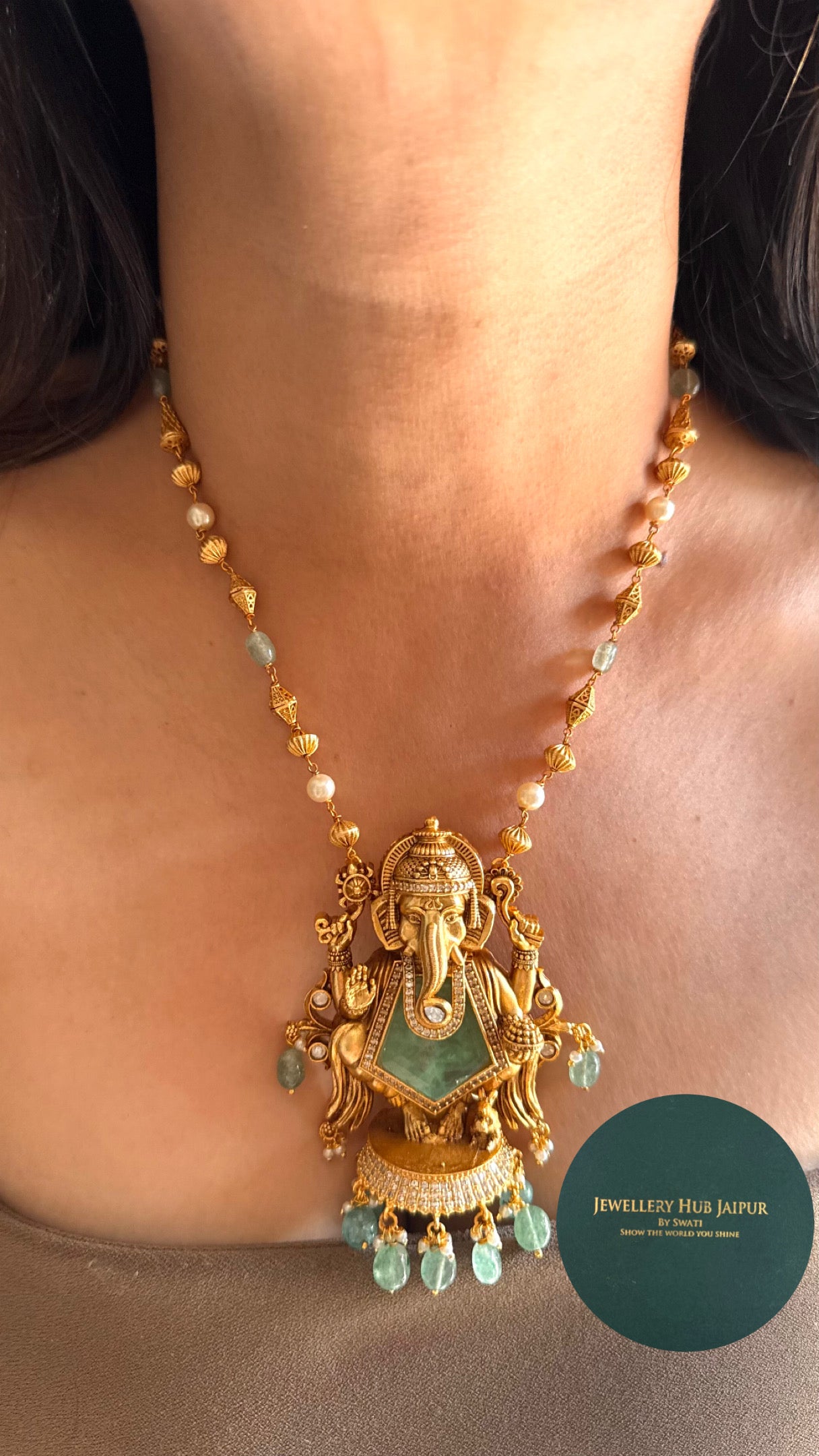 Ganeshji  inspired mint pendant set