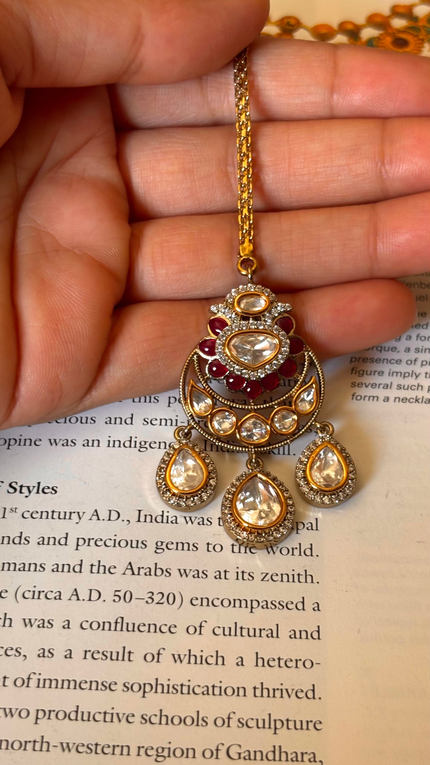 Ruby real moissanite floral Maangtika