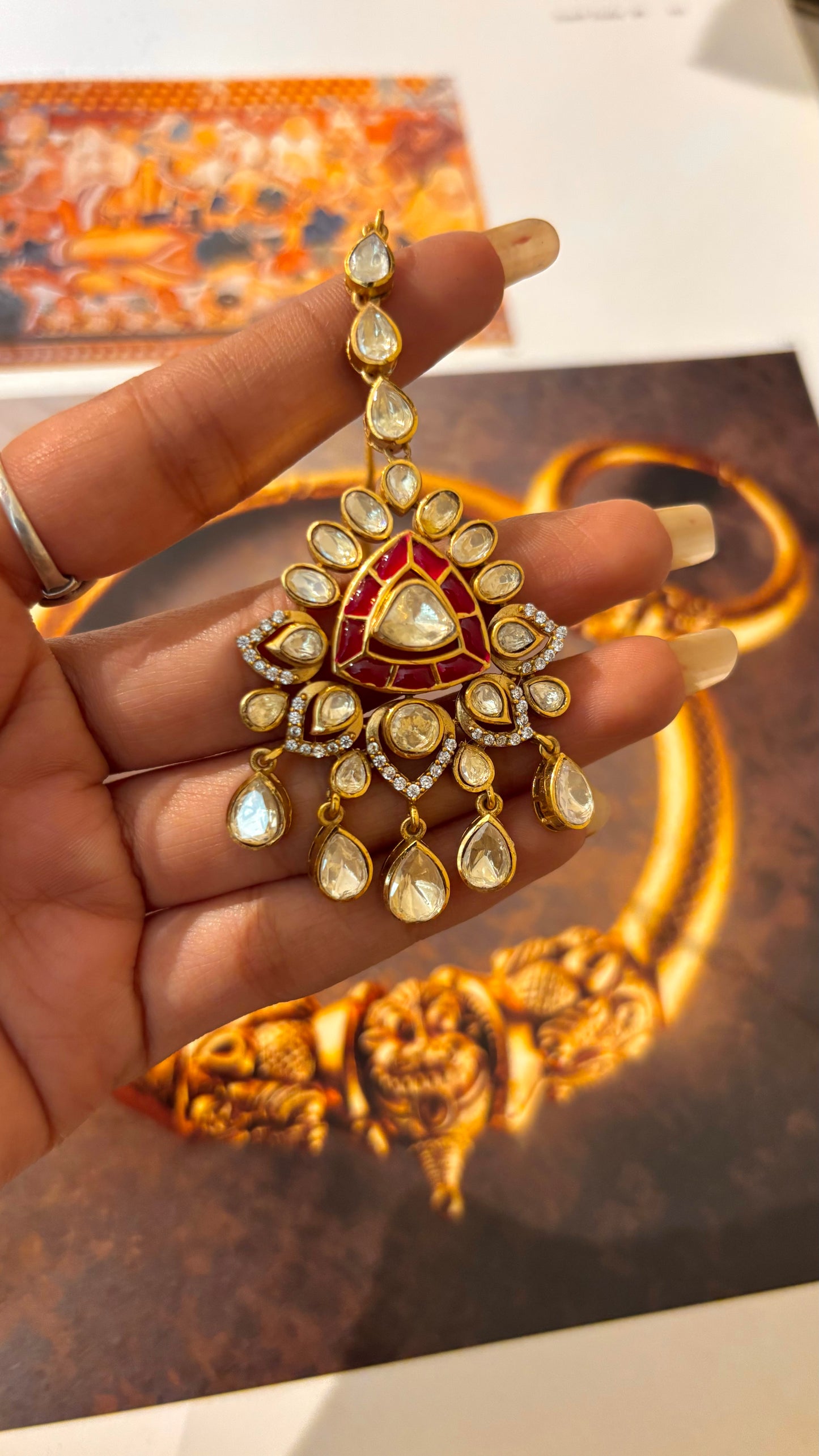 Peeli Polki Ruby Takkar work maangtika