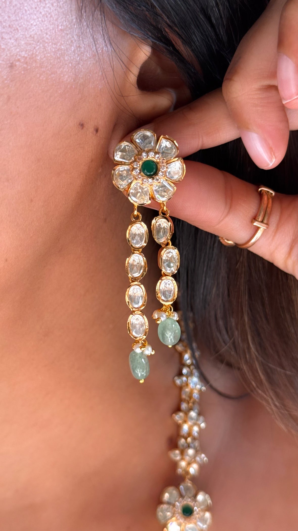 Real moissanite heritage long necklace set