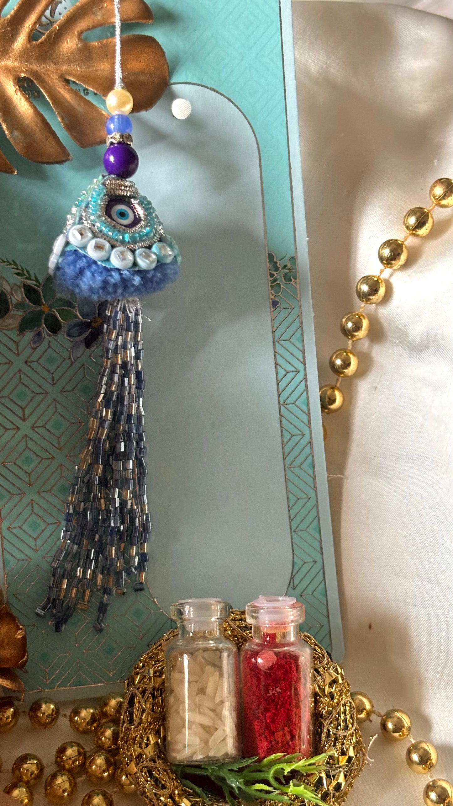 Evil eye lumba Rakhi for bhabhi ( shipping will be extra )