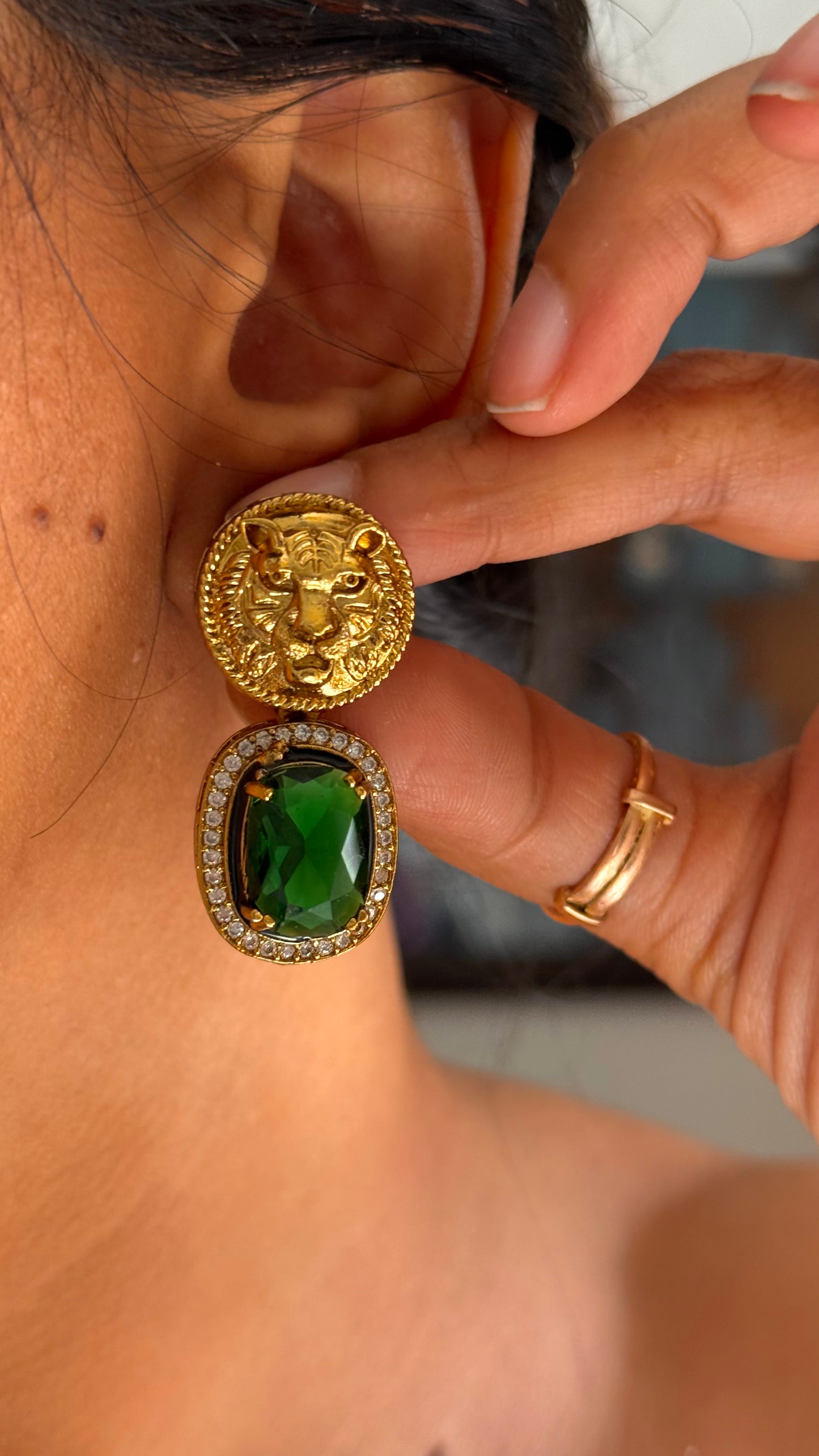 Sabyasachi inspired Emerald danglers